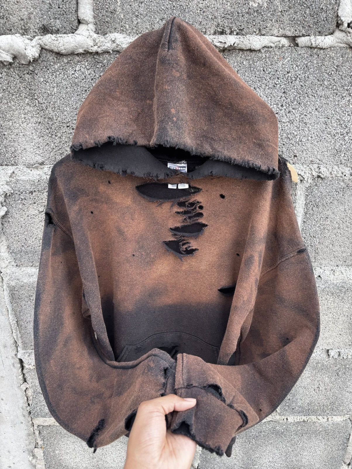 Vintage Thrashed Faded 2Tone Hoodie Distressed Size US M / EU 48-50 / 2 - 7 Thumbnail