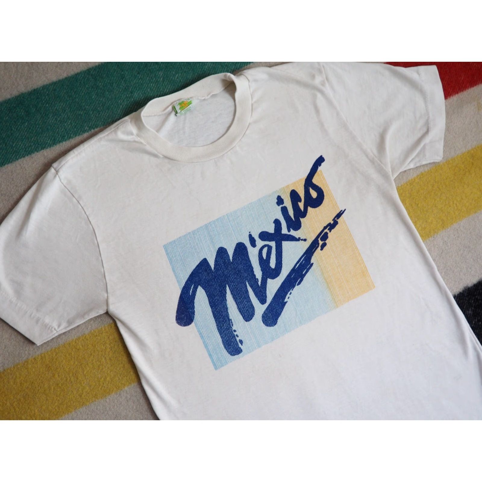 Vintage VTG 80s 90s Mexico Beach Ocean Tee T-Shirt Mens M Beige 50/50 Cotton Blend Graphic Shirt Size US M / EU 48-50 / 2 - 2 Thumbnail