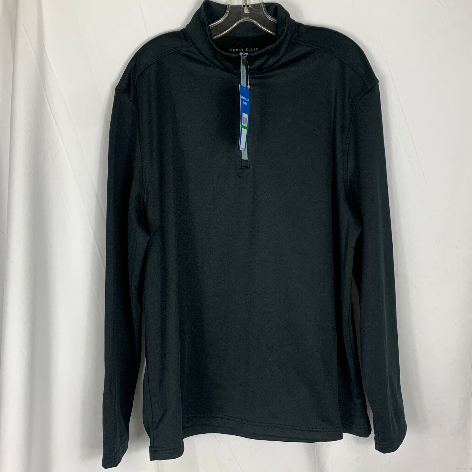 Perry Ellis Mens Perry Ellis Large Blue Cotton Blend Long Sleeve Pull Ov Size US L / EU 52-54 / 3 - 1 Thumbnail