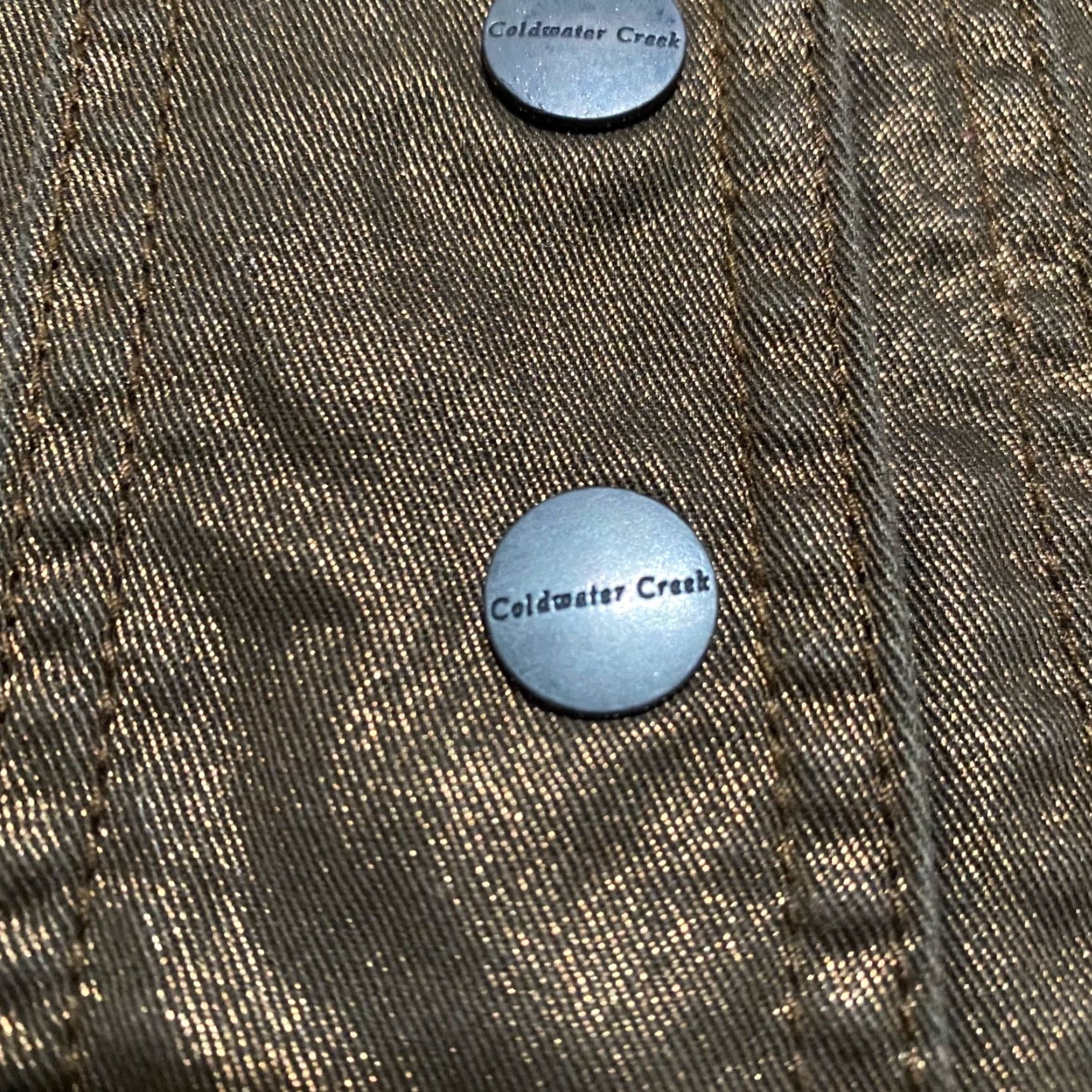 Coldwater Creek Coldwater Creek Jacket Womens 12P Brown Shiny Metallic Long Sleeve Button-Up Size XL / US 12-14 / IT 48-50 - 3 Thumbnail