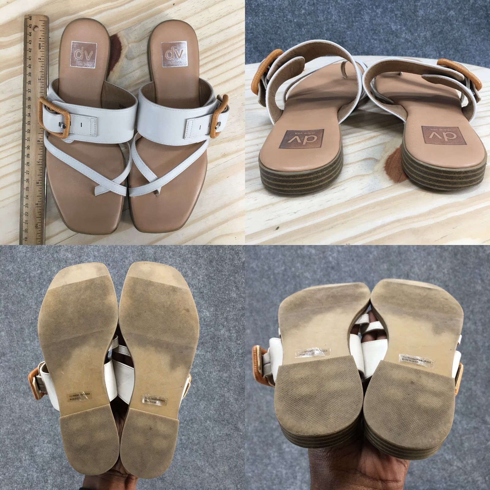 Dolce Vita DV Dolce Vita Matilda Sandals Womens 8 Slip On Toe Loop Slide Brown White Casual Shoes Size US 6 / IT 36 - 8 Thumbnail