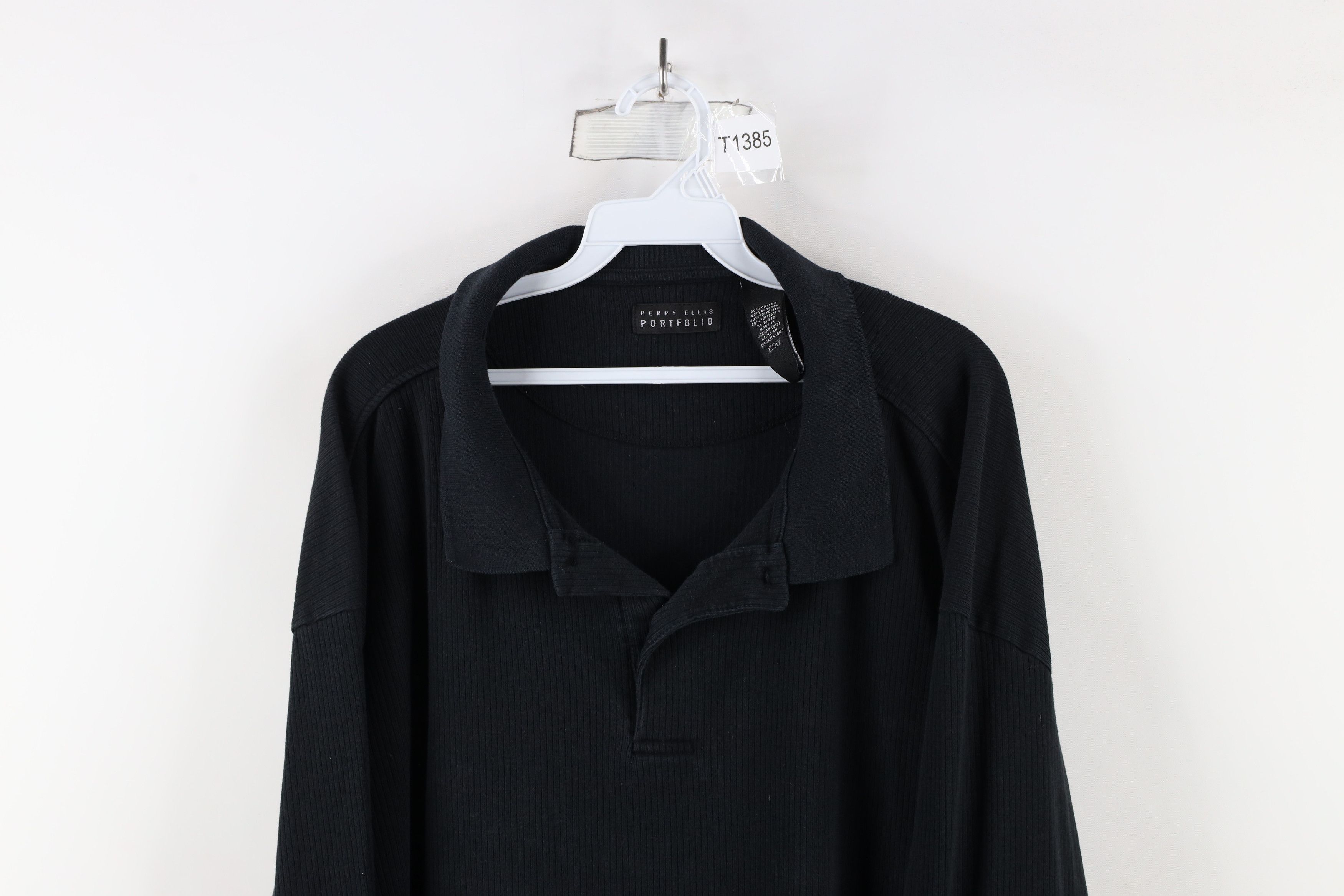 Vintage Vintage 90s Streetwear Knit Long Sleeve Rugby Polo Black Size US XXL / EU 58 / 5 - 2 Thumbnail
