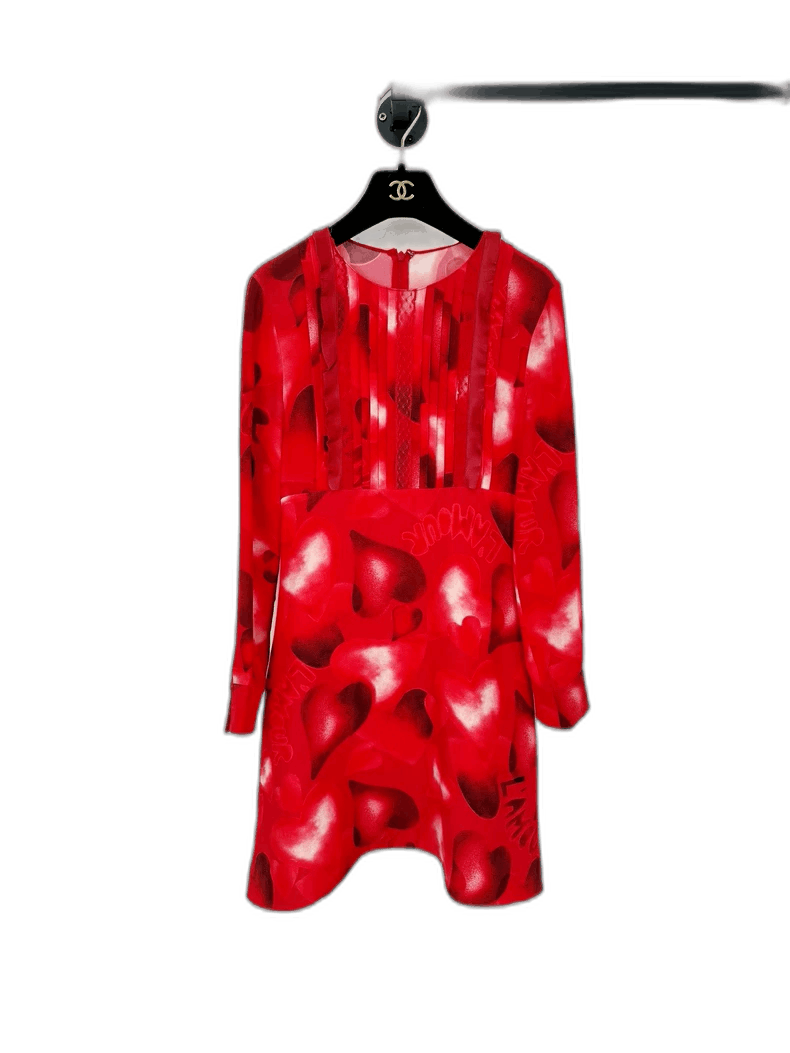 Valentino Valentino Red Patterned Long Sleeve Dress Size S / US 4 / IT 40 - 1 Thumbnail