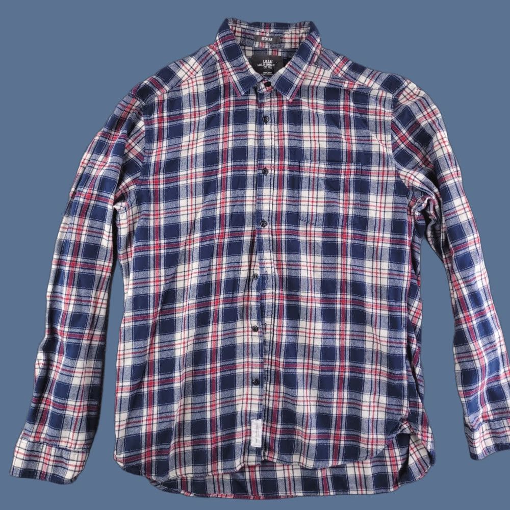 H&M H&M Logg Shirt XL Slim Blue Flannel Button-Up Long Sleeve Mens Casual Cotton Size US XL / EU 56 / 4 - 1 Thumbnail