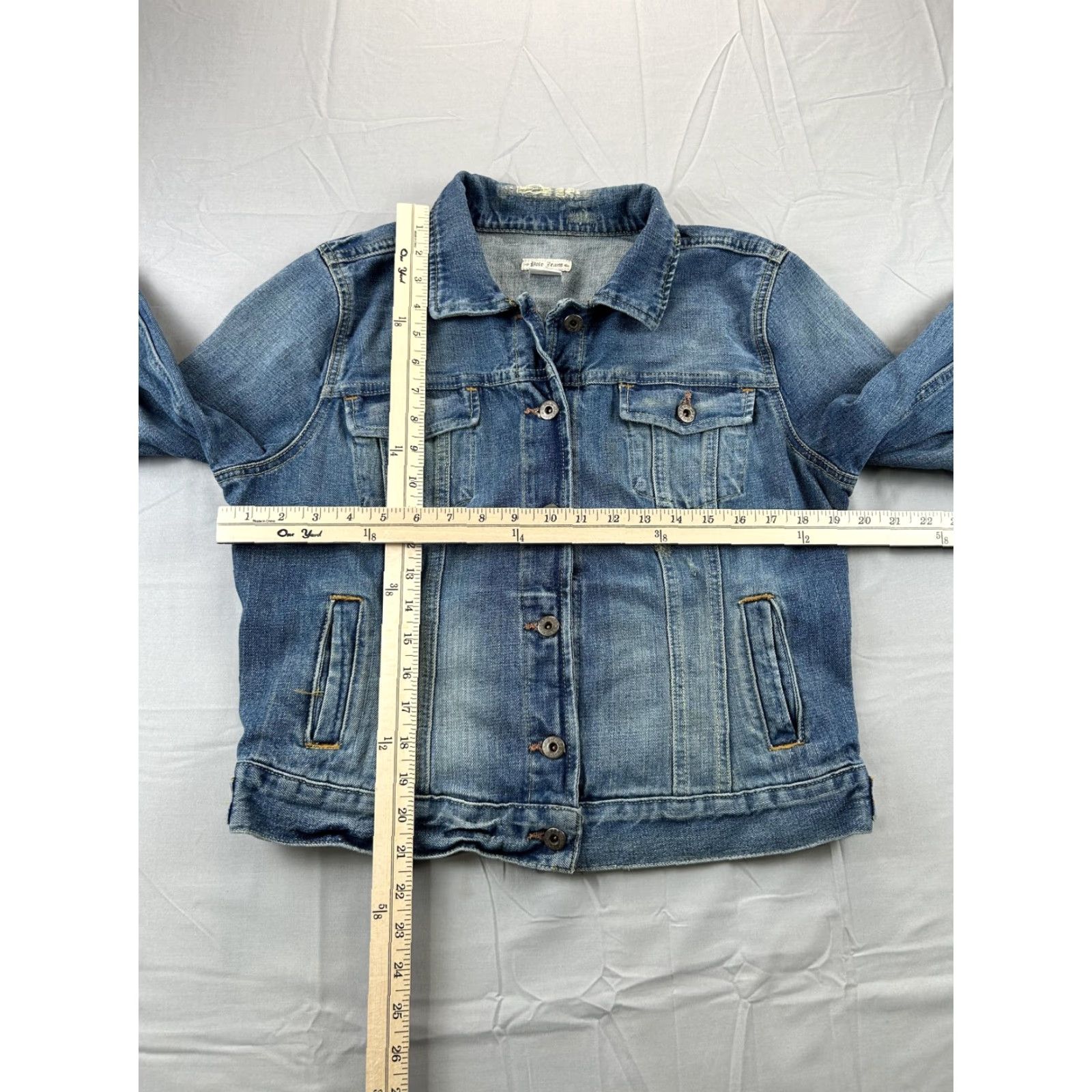 Ralph Lauren Polo Jeans Ralph Lauren Jacket Womens Large Blue Denim Trucker Crop Y2K Size 36" / US 14 / IT 50 - 6 Thumbnail