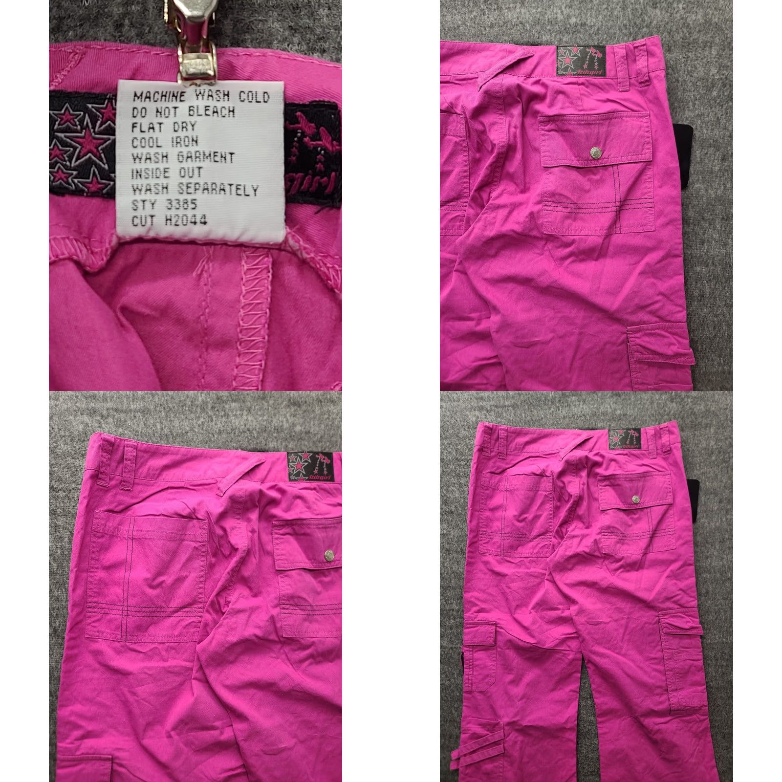 Vintage VINTAGE Kikgirl Pink Cargo Pants Wide Leg Y2K Rave 90s 00s Womens 5 Size 27" / US 4 / IT 40 - 10 Thumbnail