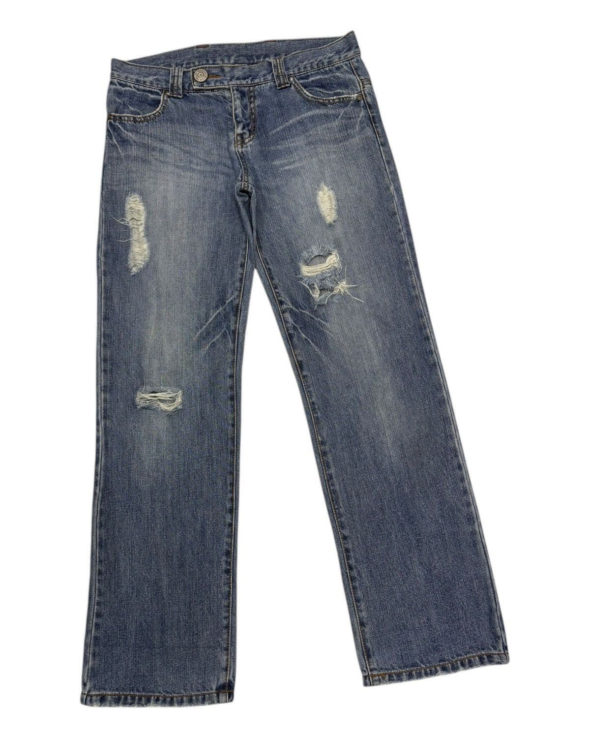 Beauty Beast × Hysteric Glamour Vintage Blue Moon Blue Baggy Jeans DISTRESSED DENIM Size US 34 / EU 50 - 6 Thumbnail