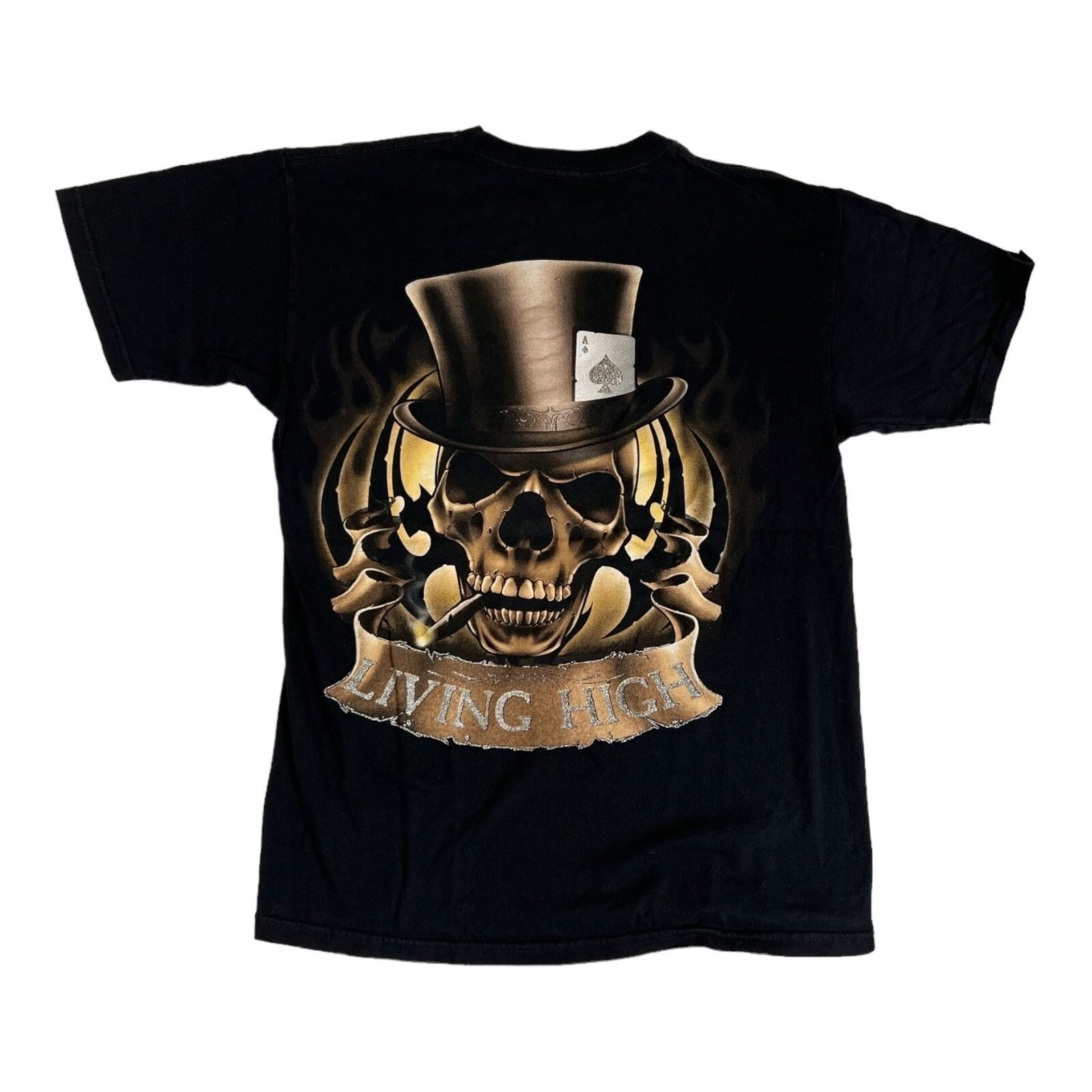 Other Vintage Skull "Living High" Flames Top Hat T-Shirt Size Medi Size US M / EU 48-50 / 2 - 1 Thumbnail