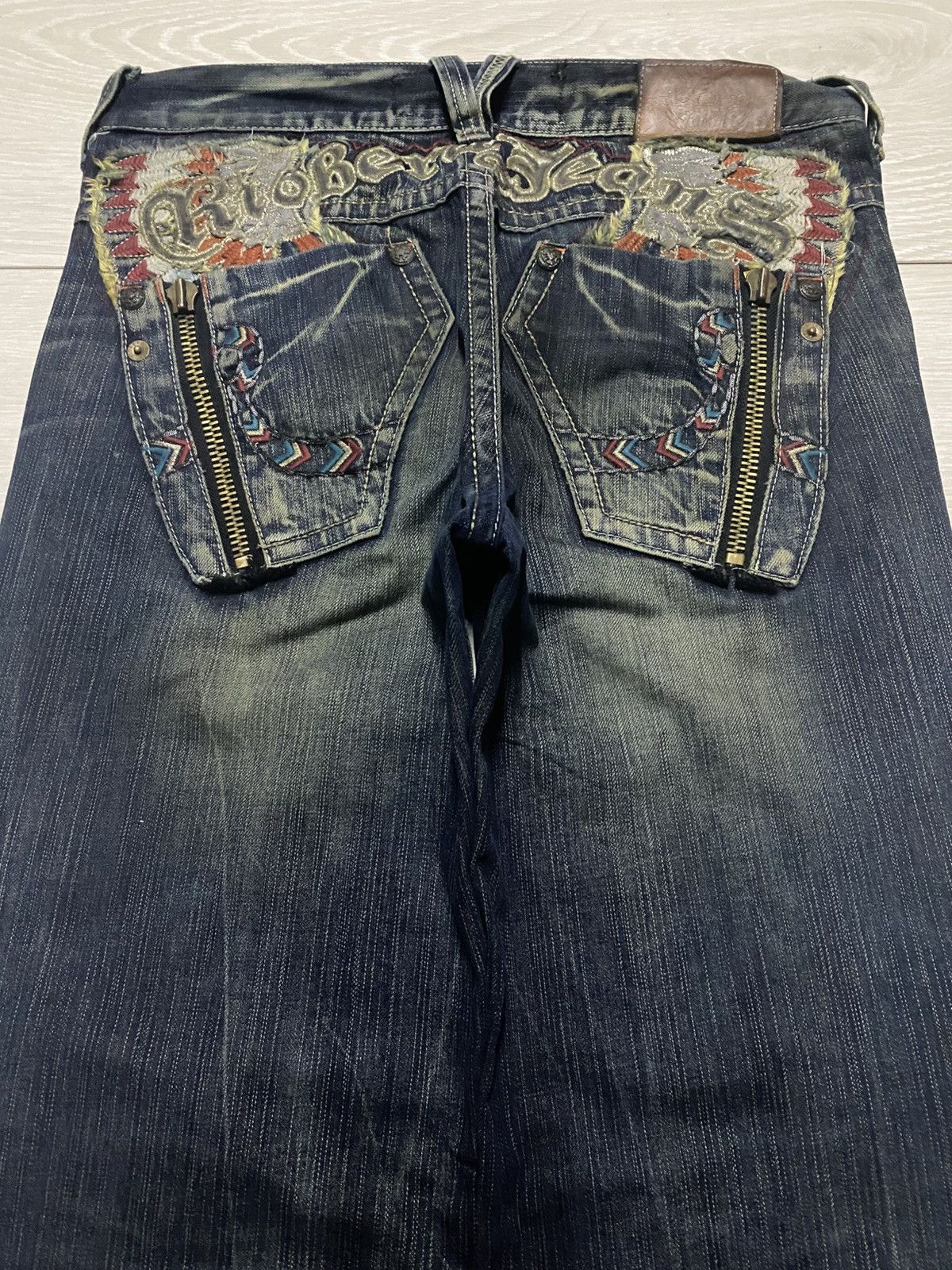 Tornado Mart Japan Brand Riobera Embroidered Karakuri Logo Baggy Jeans Size US 33 - 4 Thumbnail