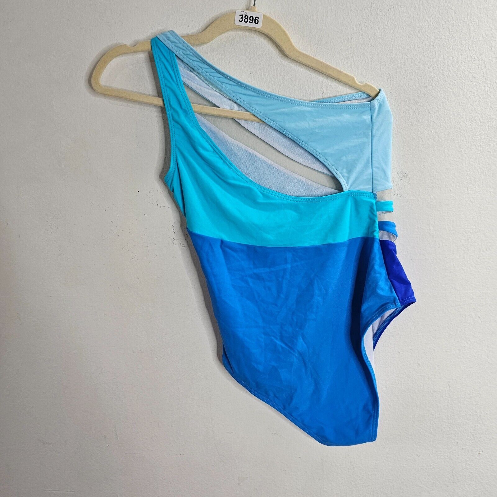 Other Blue & Teal Sheer Design One Shoulder Swim Suit One Piece S Size ONE SIZE - 3 Thumbnail