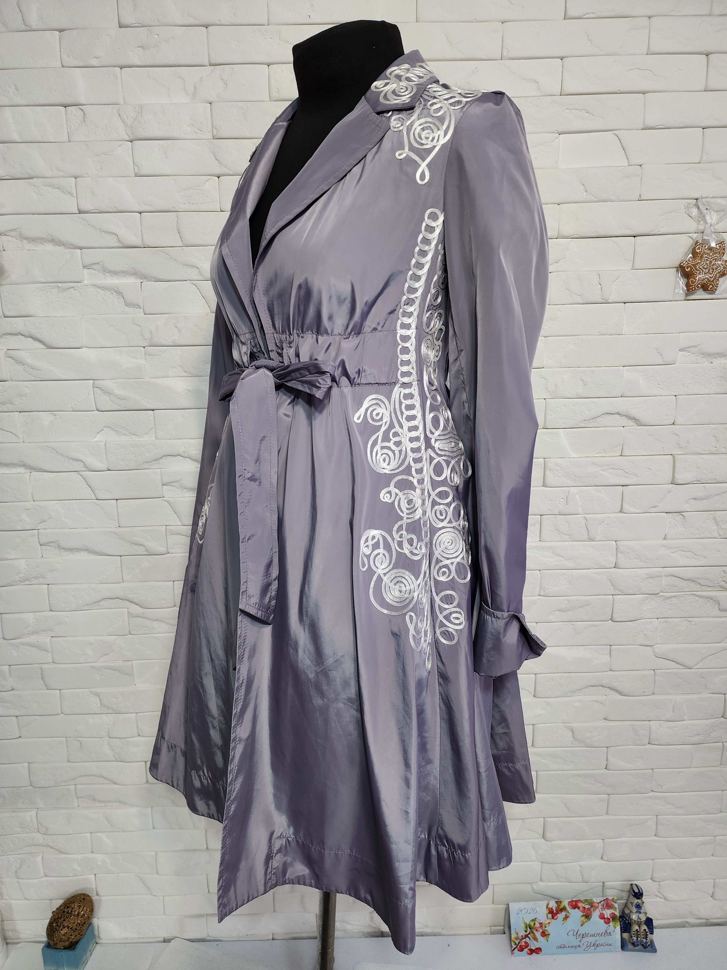 Other Gray Jacket: Elegant Women's Belted Coat with Pockets Size M / US 6-8 / IT 42-44 - 3 Thumbnail