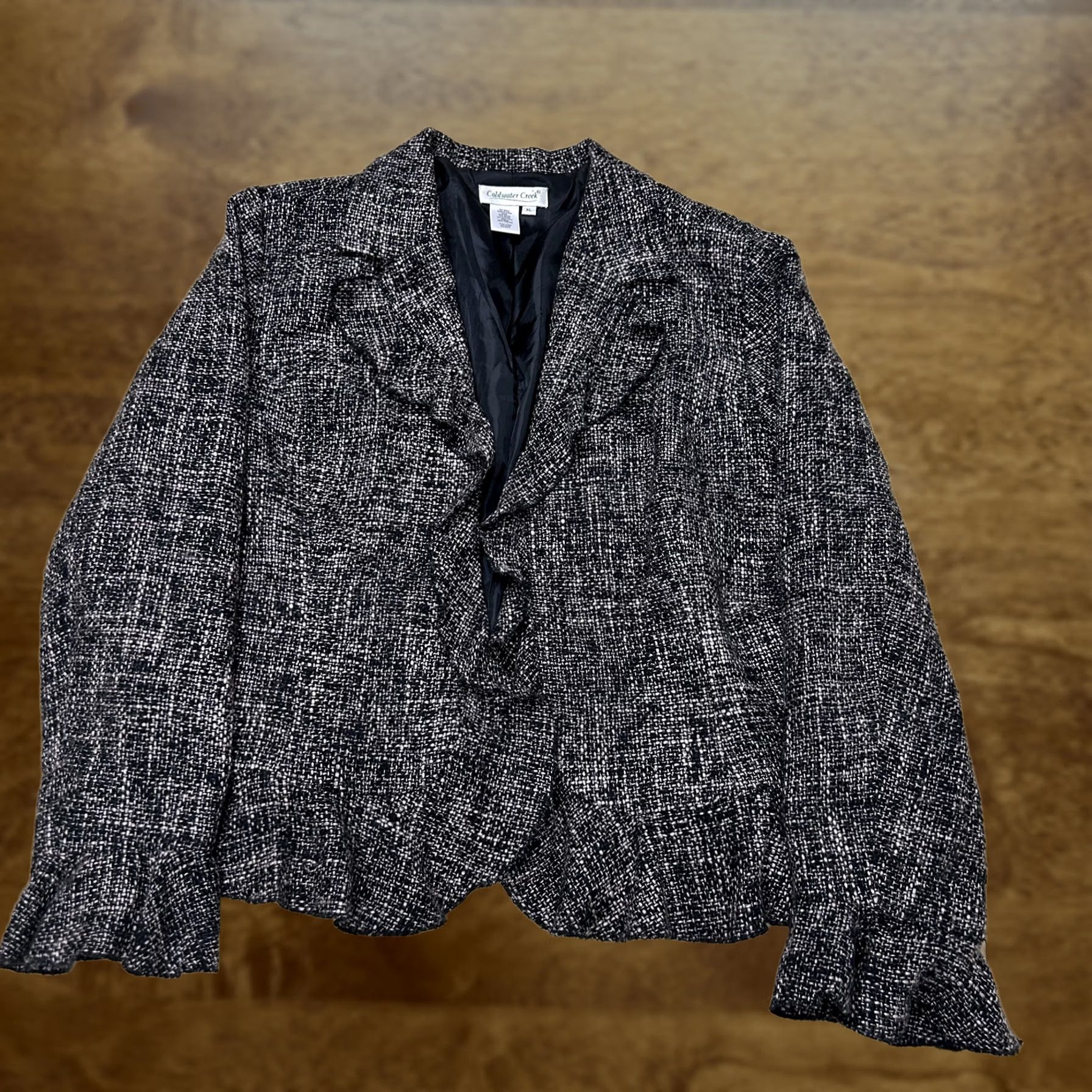 Coldwater Creek VINTAGE Coldwater Creek Blazer Jacket Womens XL Black Boucle Ruffle Hem Tweed Size XL / US 12-14 / IT 48-50 - 1 Thumbnail
