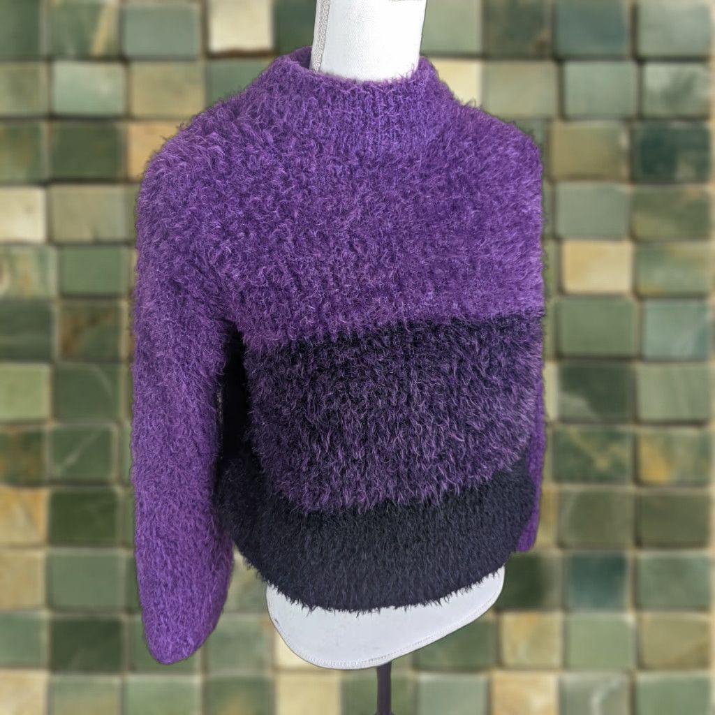 Etro VINTAGE Miss. D Sweater Pullover Knit Purple 90s Grunge Oversized Mock Neck Womens Size M/M Size M / US 6-8 / IT 42-44 - 1 Thumbnail