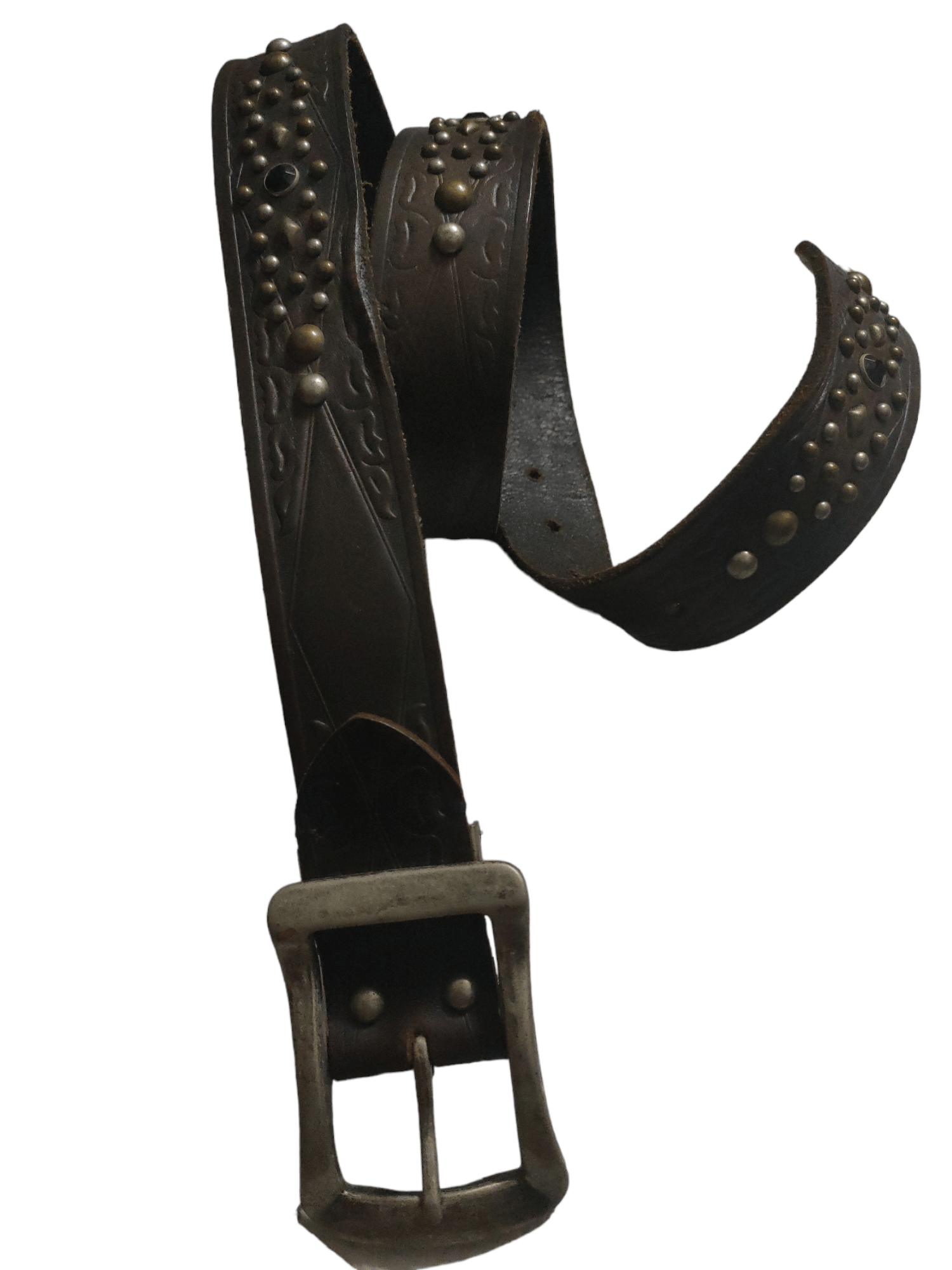 Handmade × Leather Fully Leather Belt Studded x Rare & vintage Size 34 - 2 Thumbnail