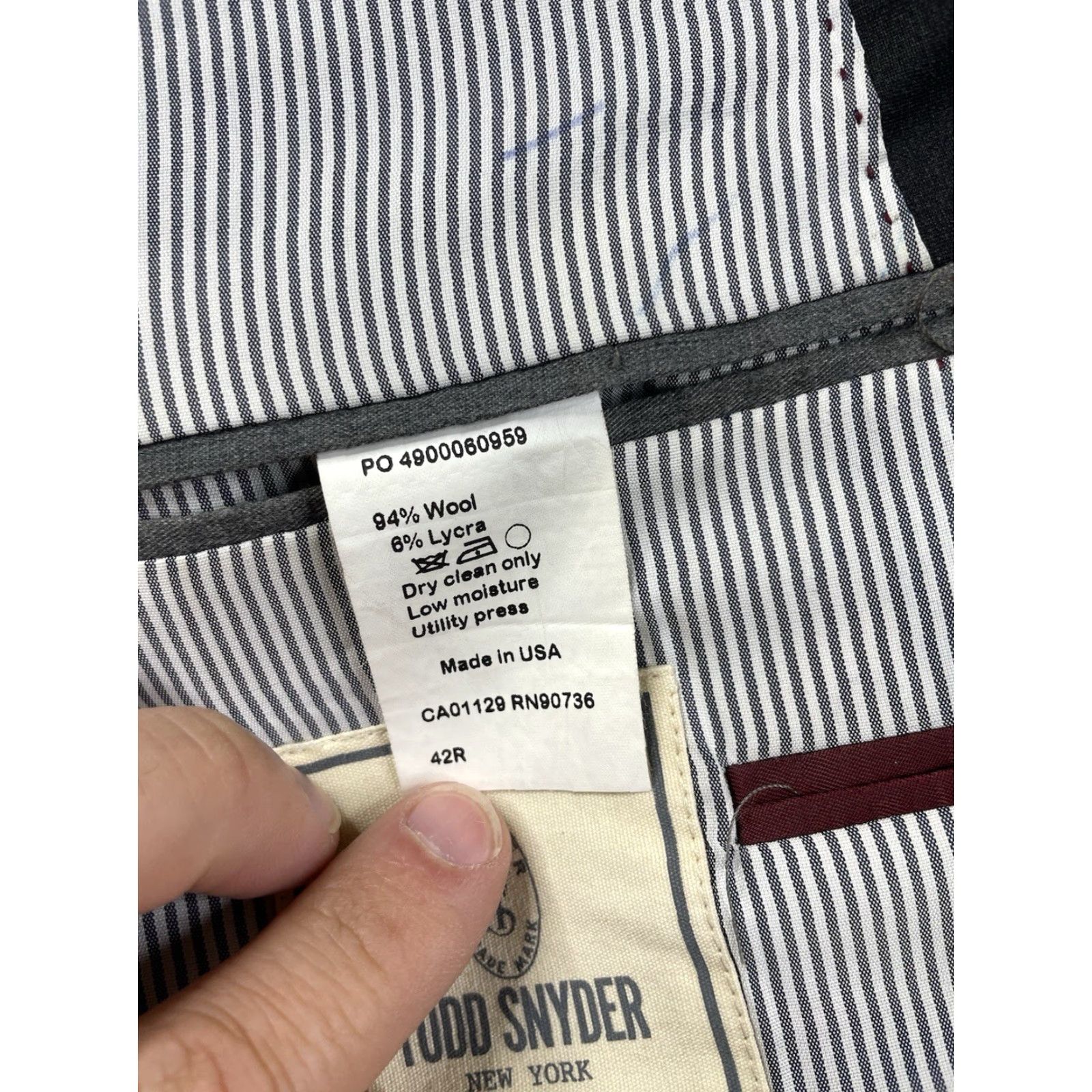 Todd Snyder Todd Snyder Blazer Jacket Mens 42R Wool Blend Mayfair Fit Gray Single-Breasted 4-Button Double-Vented Sports Coat Size 42R - 5 Thumbnail