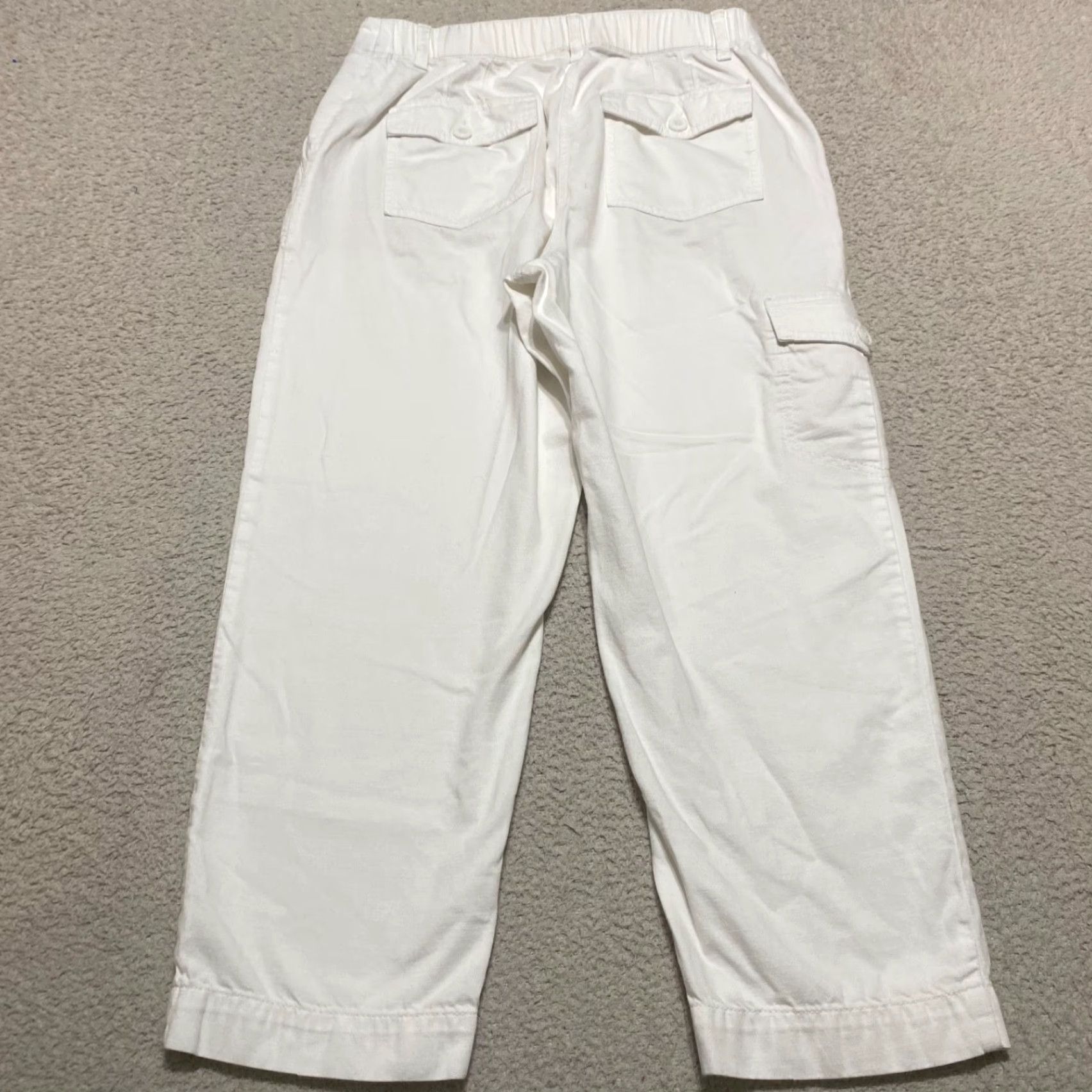 Talbots Talbots Womens Pants 8 White Cargo Straight High Rise Elastic Waist Regular Size 30" / US 8 / IT 44 - 2 Thumbnail