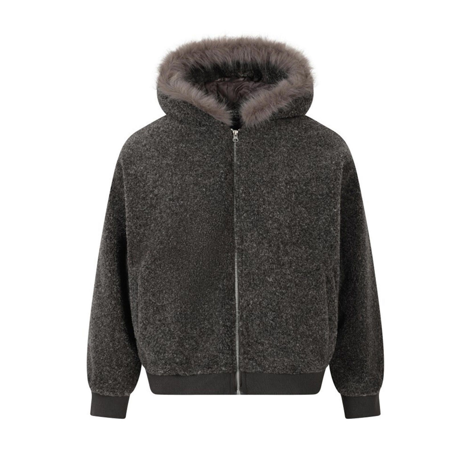 Japanese Brand Gray Faux Fur Hooded Teddy Jacket, Cozy Winter Outerwear Size US M / EU 48-50 / 2 - 3 Thumbnail