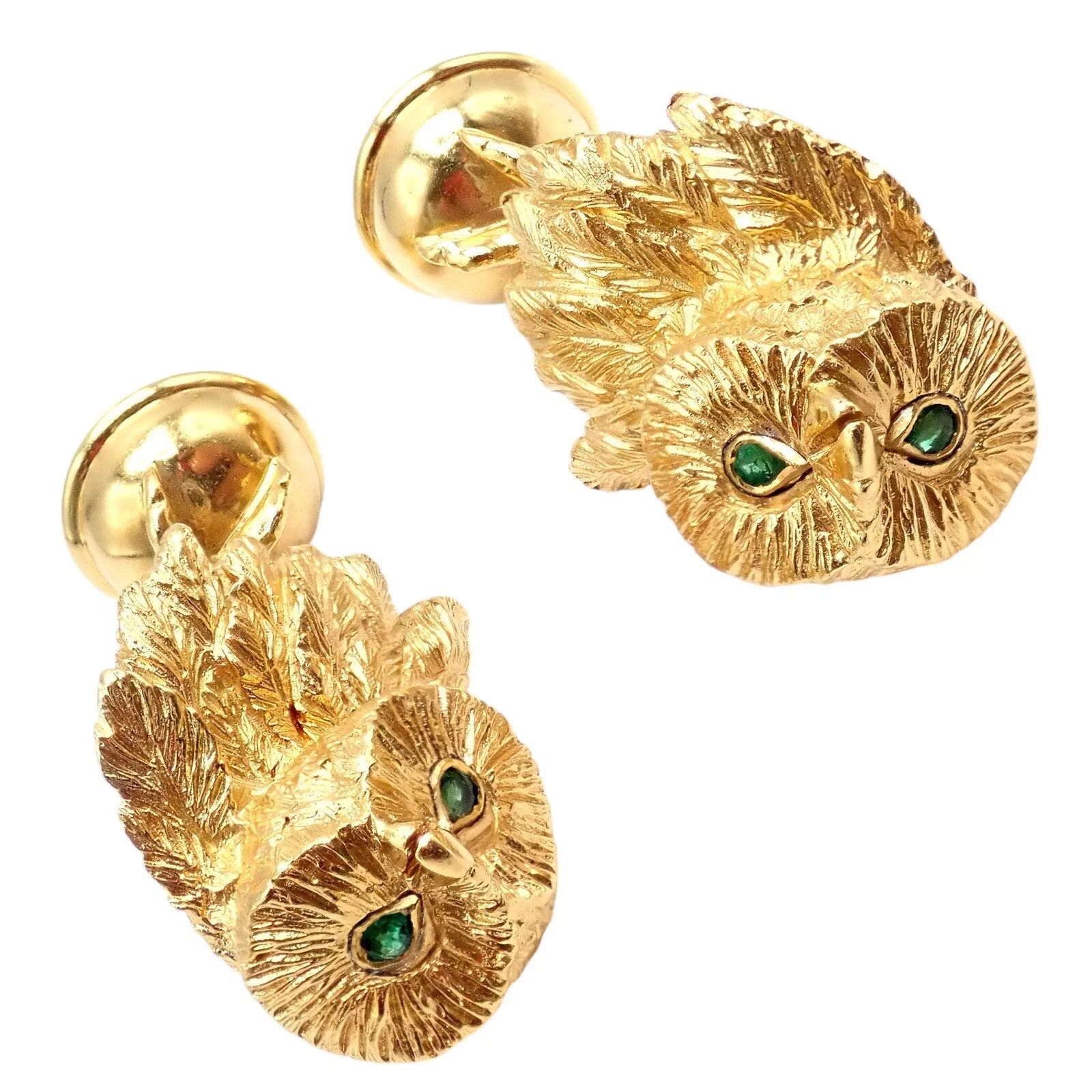 Tiffany & Co. Vintage Tiffany 18k Emerald Owl Germany 1989 Cufflinks Size ONE SIZE - 1 Thumbnail