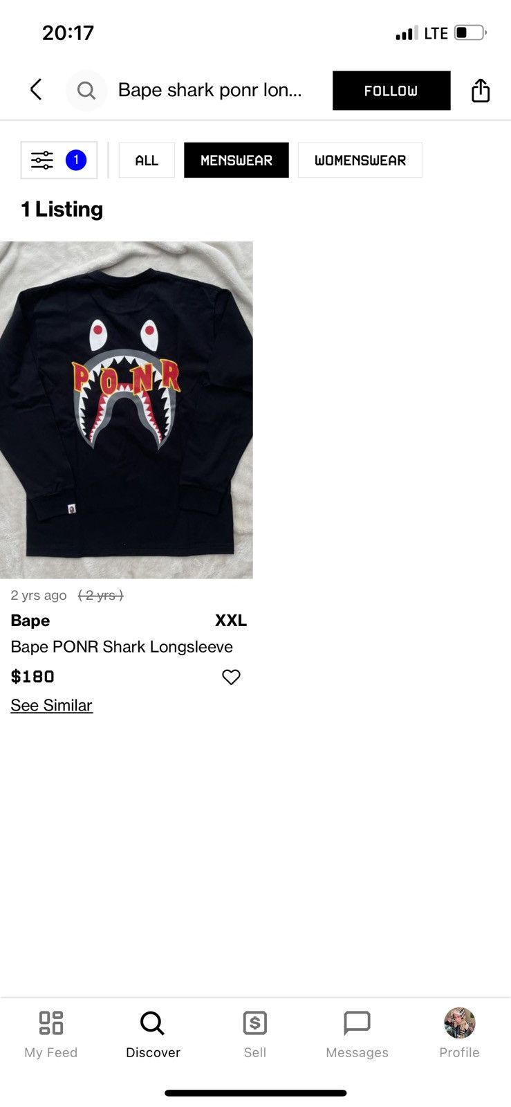 Bape Bape Shark PONR Long Sleeve Size US S / EU 44-46 / 1 - 24 Thumbnail
