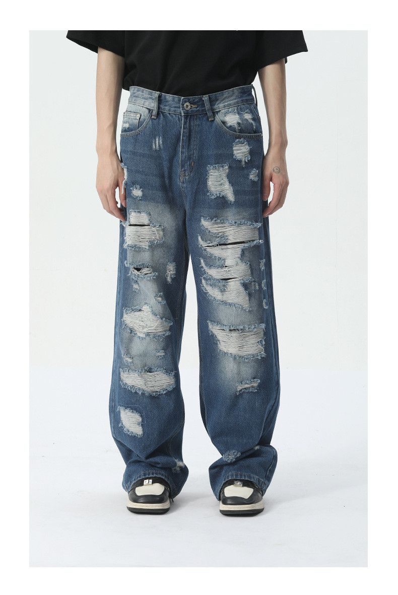 Japanese Brand × Jean Washed retro hip-hop heavy straight-leg ripped jeans y2k Size US 32 / EU 48 - 1 Thumbnail