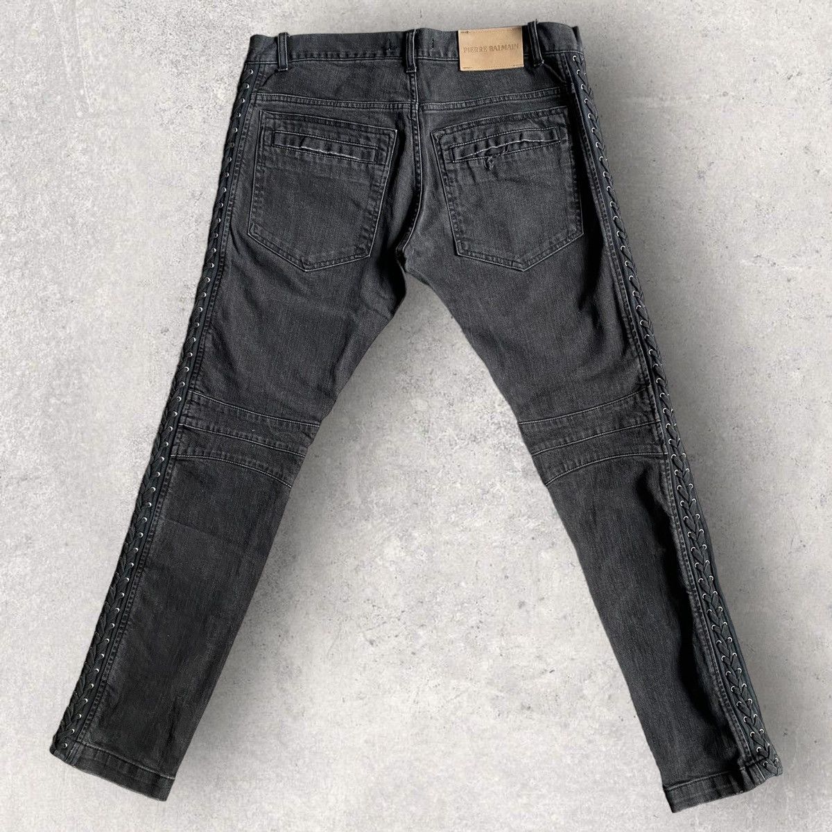 Balmain Pierre Balmain Side Lace Biker Jeans Size US 35 - 4 Thumbnail
