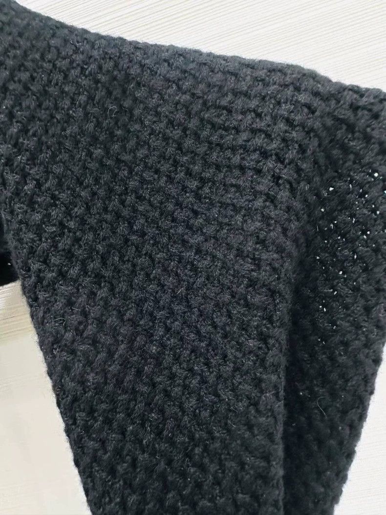 Chanel Chanel Classic black pineapple pattern knitted white doubl Size ONE SIZE - 4 Thumbnail