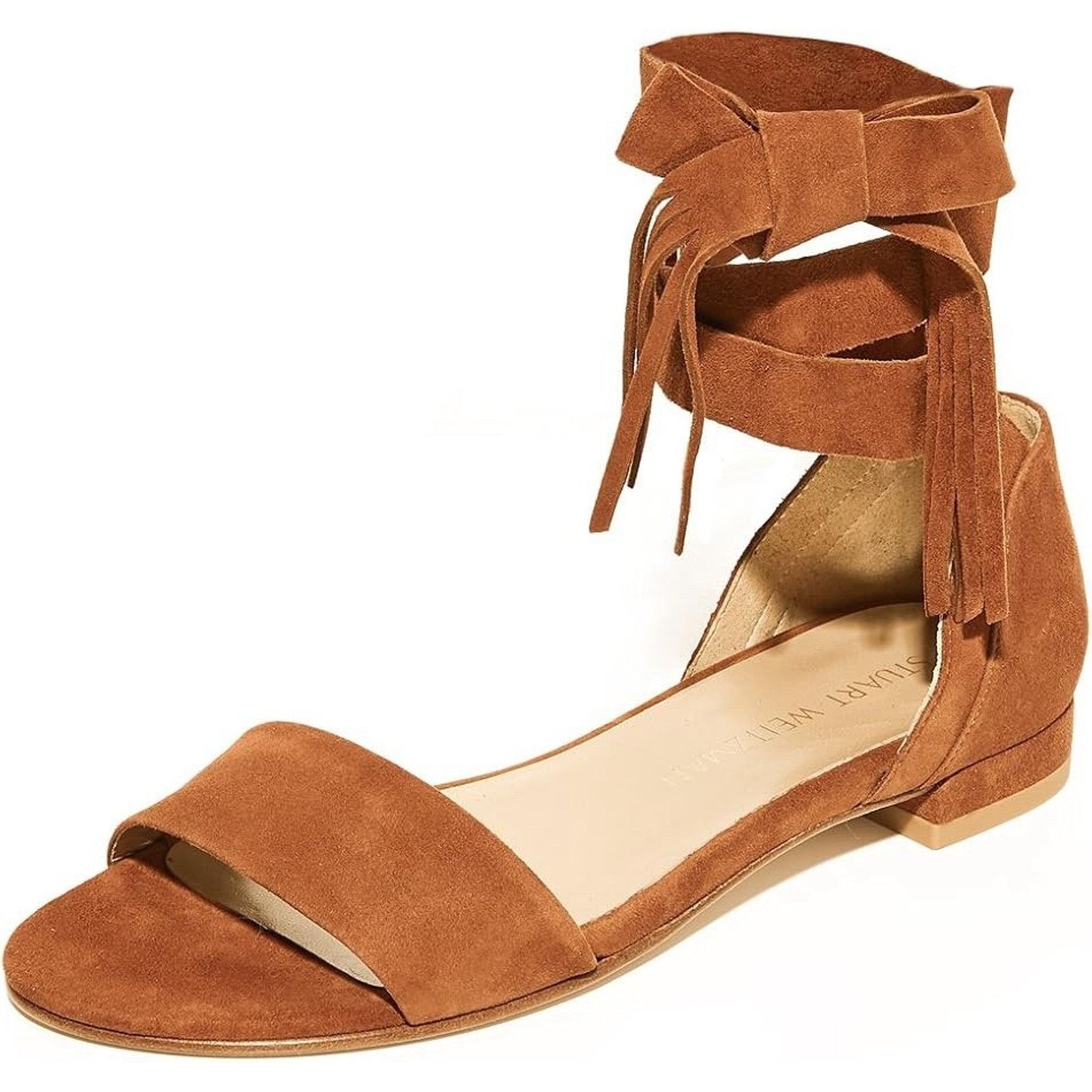 Stuart Weitzman STUART WEITZMAN Suede Corbata Ankle Wrap Sandal Flat 11 Size US 11 / IT 41 - 2 Thumbnail