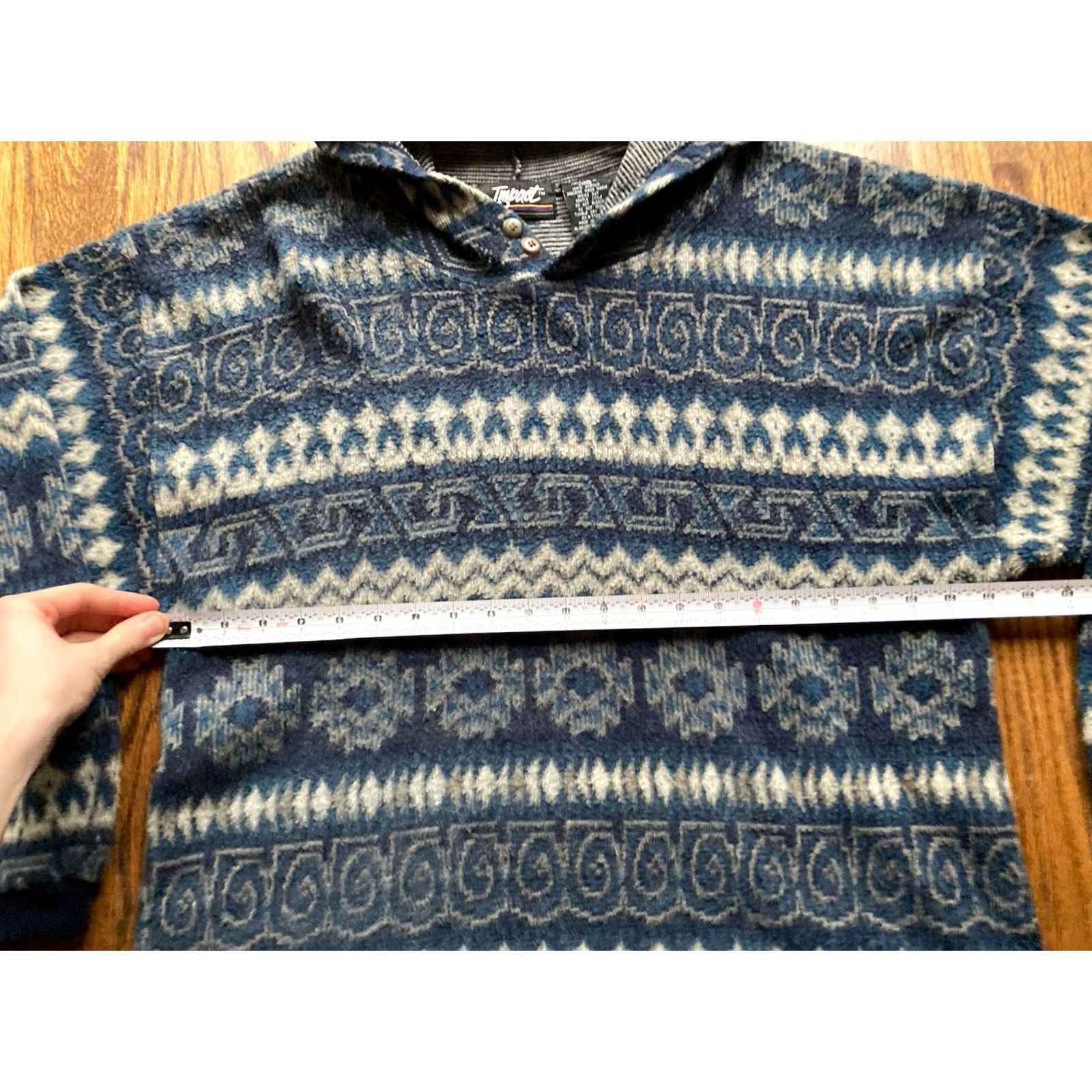 Vintage VINTAGE Impact Hoodie Size Large Aztec Blue Geometric 90s Fleece Size US L / EU 52-54 / 3 - 5 Thumbnail
