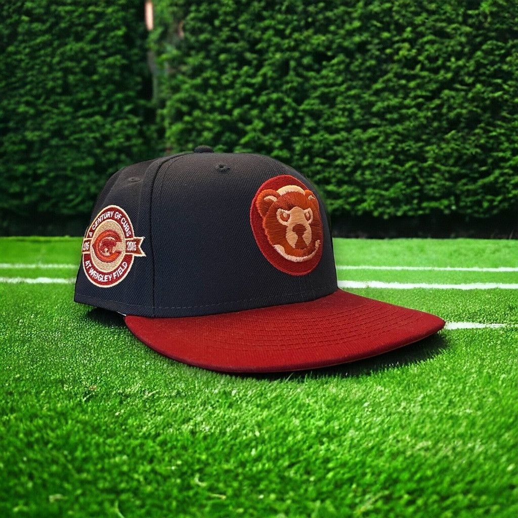 New Era 7 1/4 - Chicago Cubs Fitted Hat - Navy Blue Maroon Rust Logo Size ONE SIZE - 1 Thumbnail