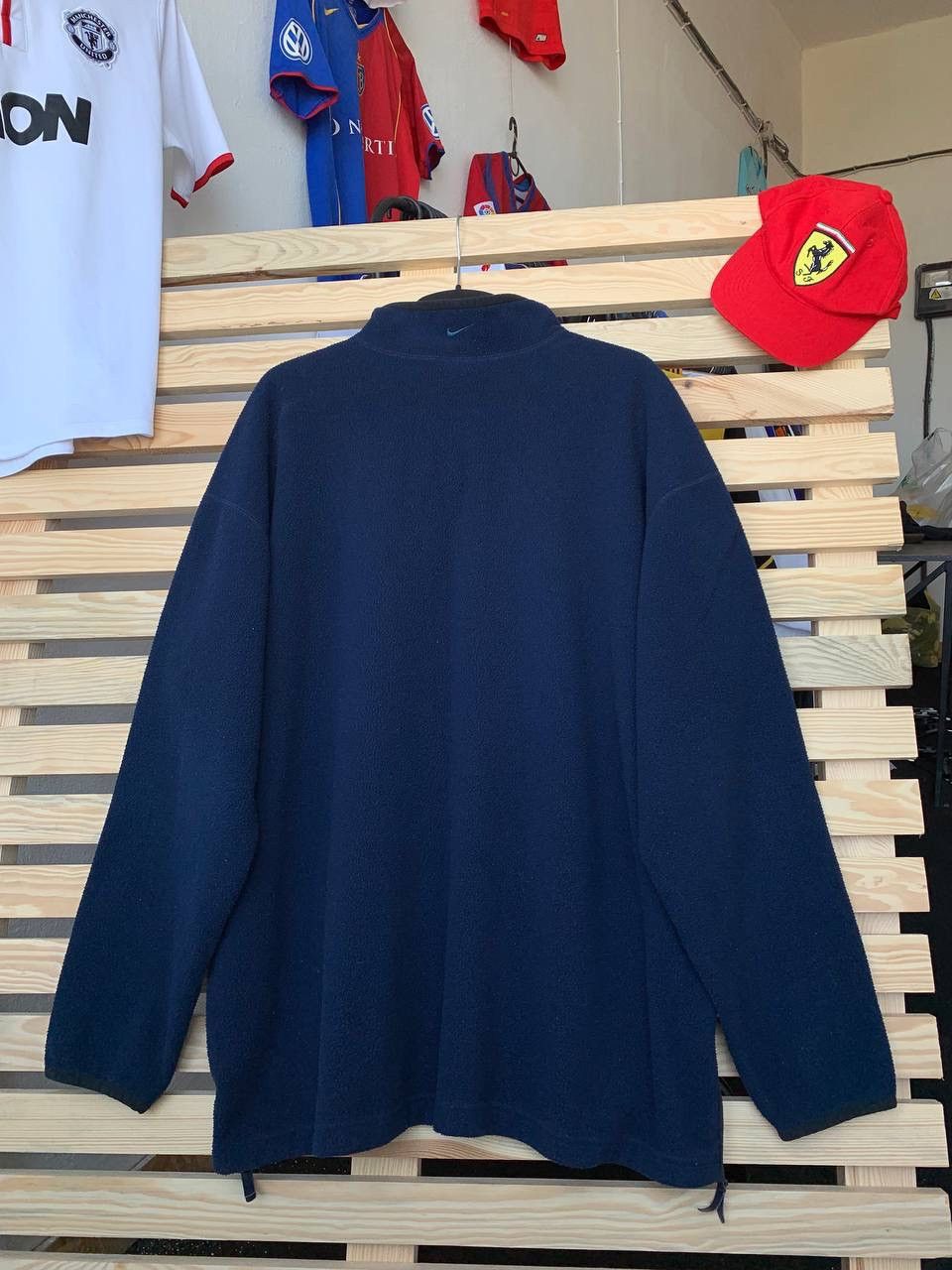 Nike × Vintage Vintage 90s Sweatshirt Half 1/4 Zip Nike Big Swoosh Drill Size US XL / EU 56 / 4 - 2 Thumbnail