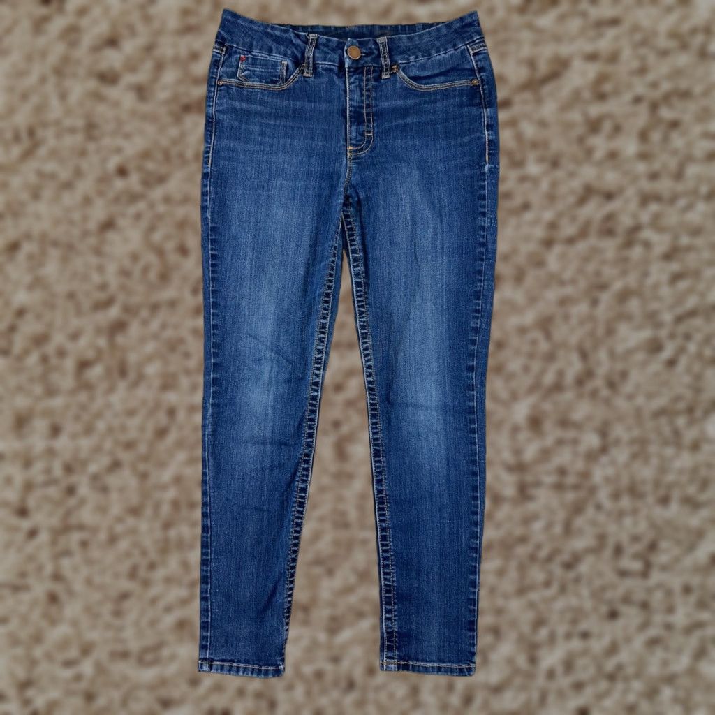 Vintage Seven7 Women's Skinny Jeans Medium Wash Blue Denim Tapered Mid Rise Embroidered 10 Size 32" / US 10 / IT 46 - 1 Thumbnail