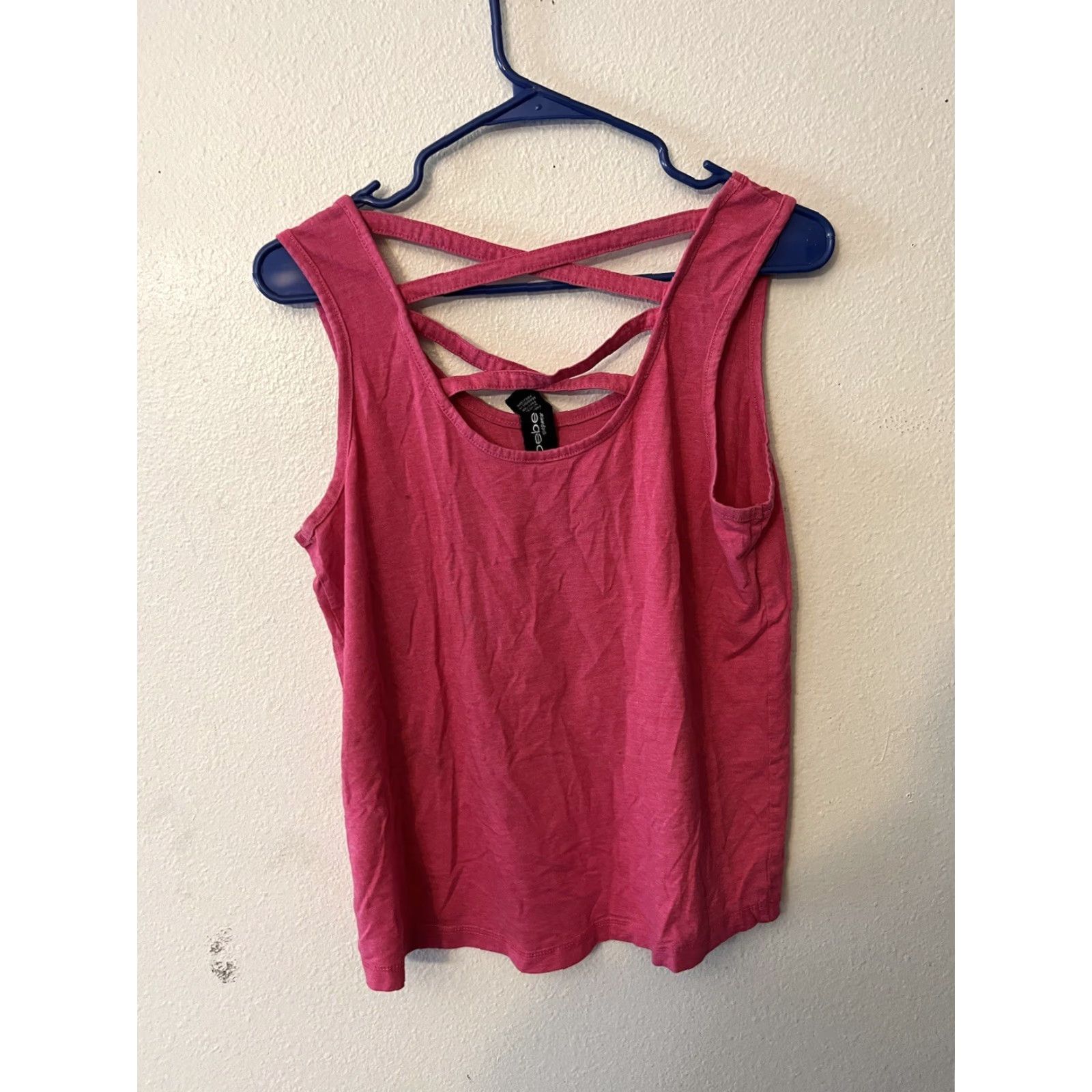 Bebe bebe Tank Top Shirt 1XL Pink Sleeveless Strappy Back Y2K Style 90s Casual Nighttime Womens Size XL / US 12-14 / IT 48-50 - 2 Thumbnail