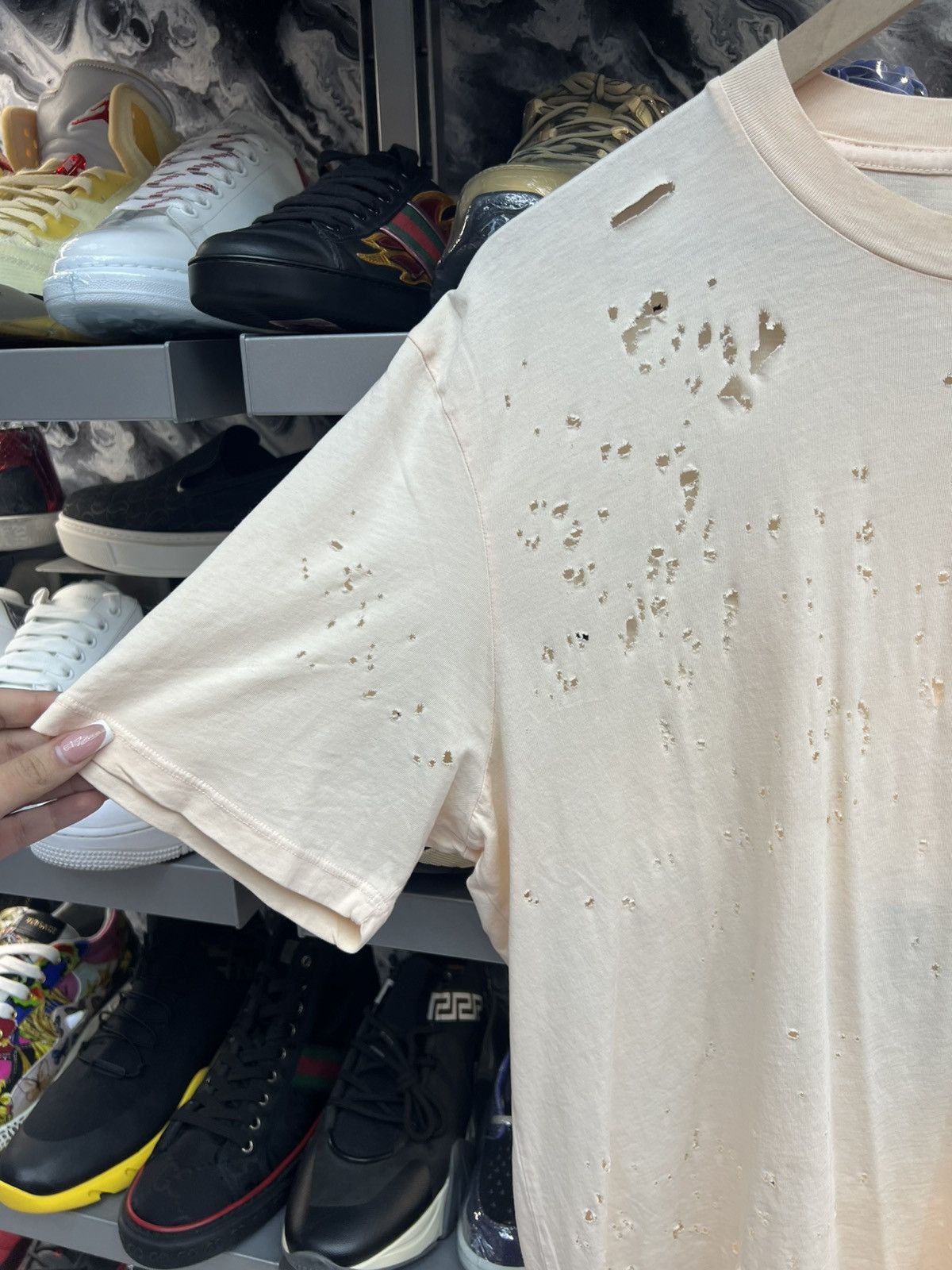 Amiri Amiri Cream Hole Tee Size US L / EU 52-54 / 3 - 3 Thumbnail