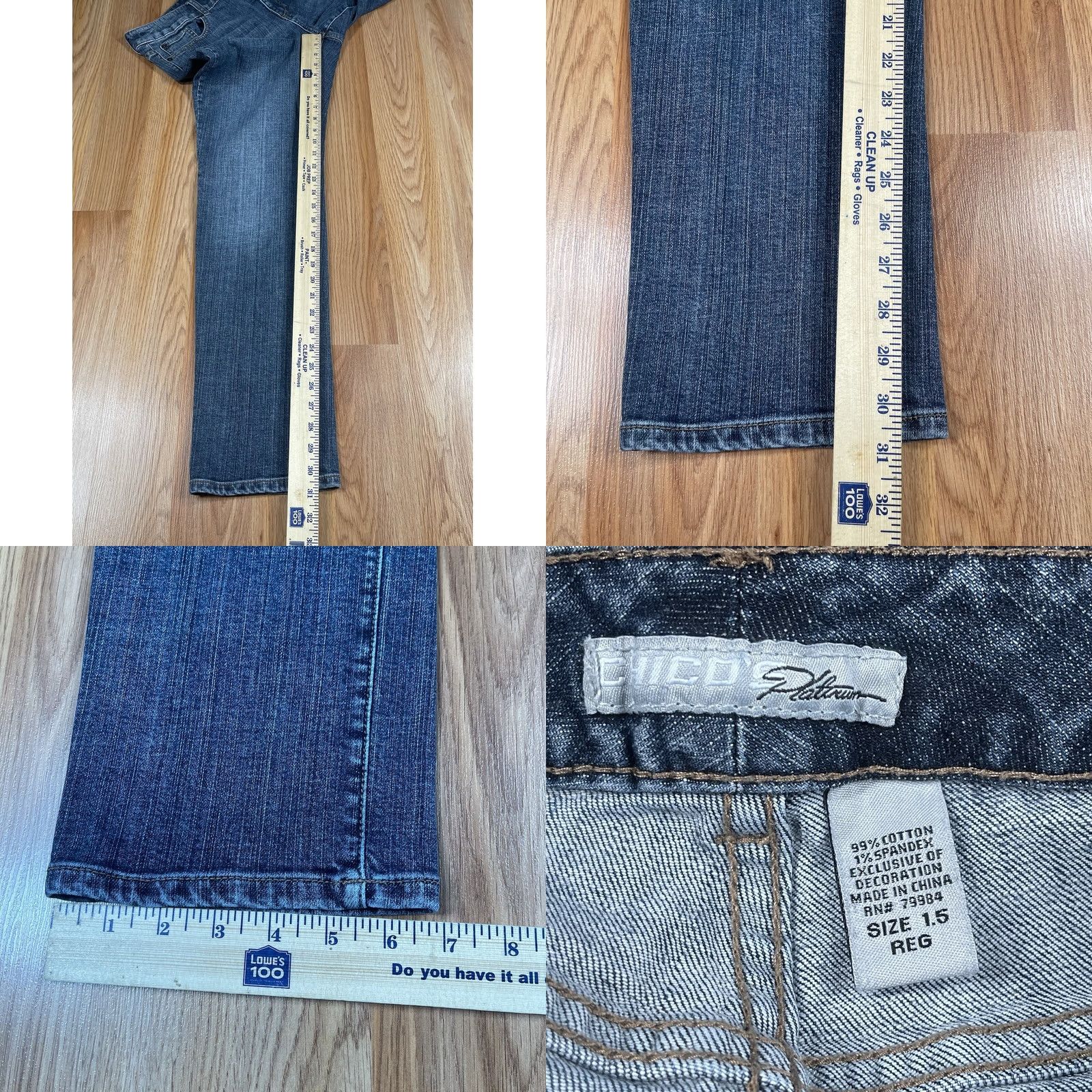 Denime Chico’s Jeans Womens 1.5 Reg Straight Leg Mid Rise Stretch Blue Denim Pants Size 26" / US 2 / IT 38 - 8 Thumbnail