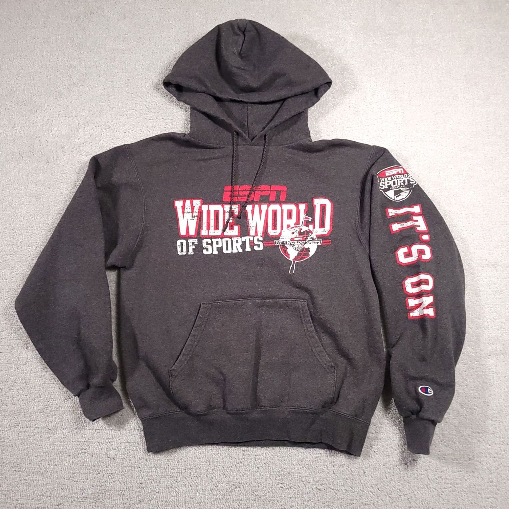 Champion VINTAGE? Champion ESPN Wide World Of Sports Hoodie Mens Small Eco Fleece Charcoal Gray Size US S / EU 44-46 / 1 - 2 Thumbnail