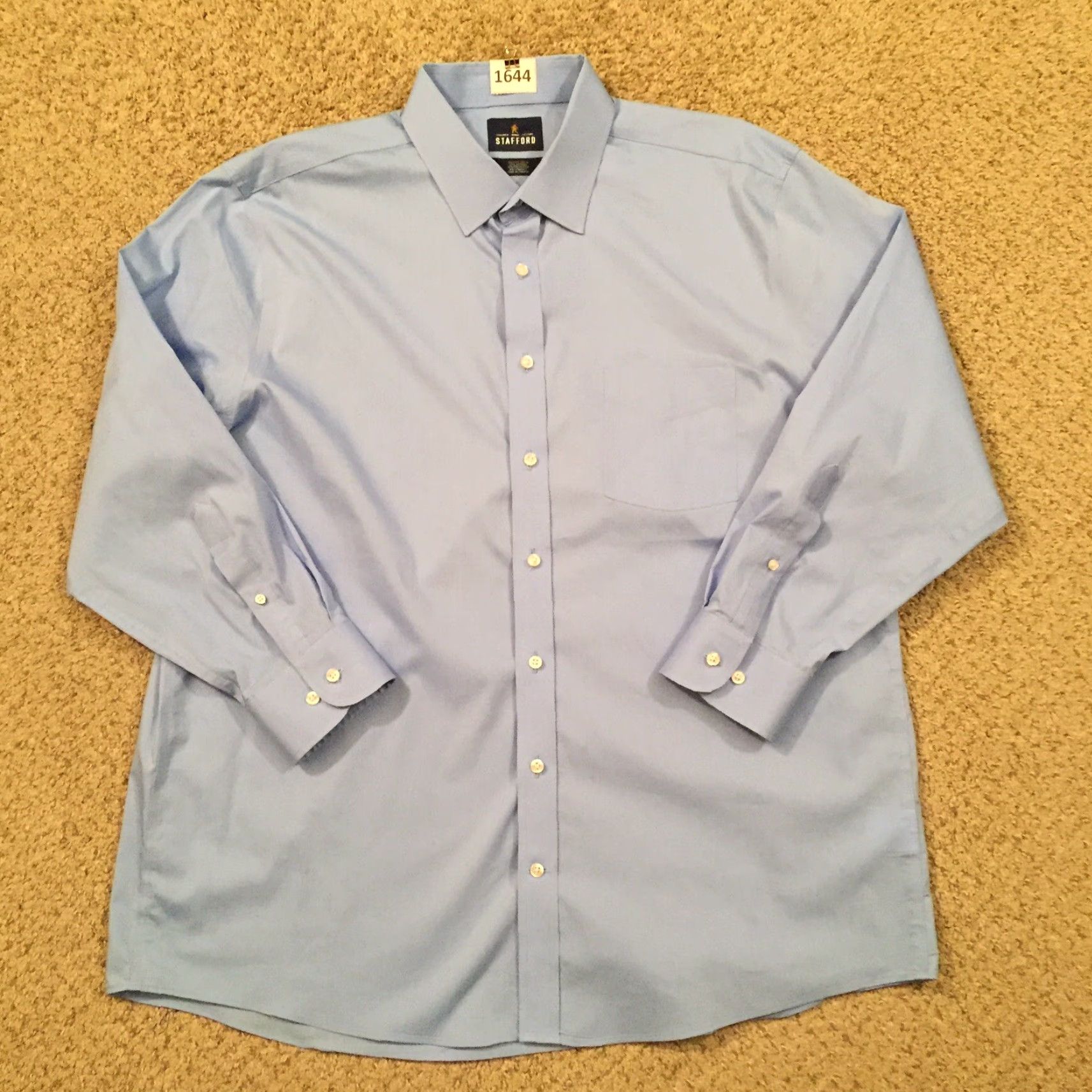 Stafford Stafford Shirt Mens XL Blue Long Sleeve Button-Up Smart Tech Shirt Size US XL / EU 56 / 4 - 2 Thumbnail