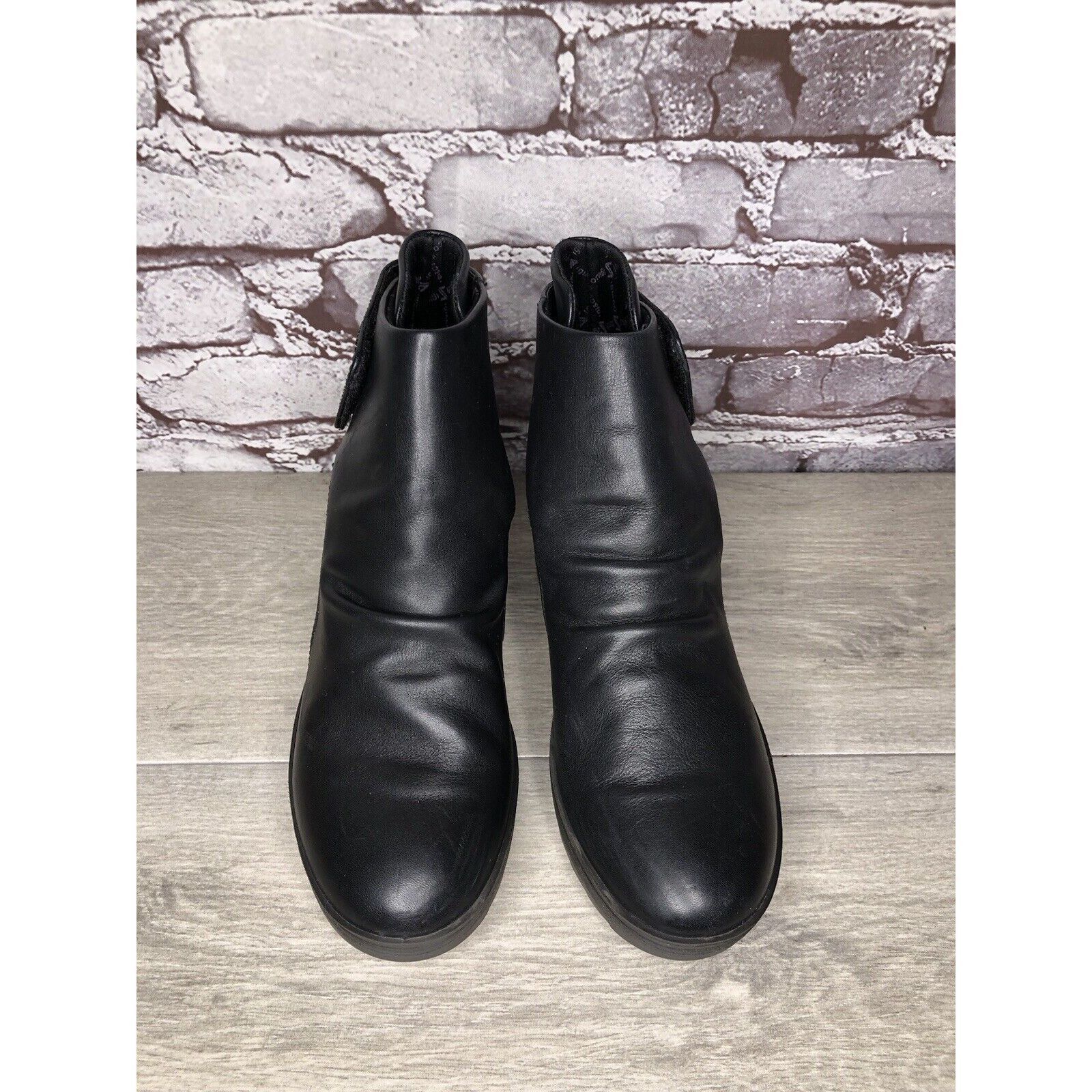 Other IGI&CO Black Leather High Wedge Strap Booties Boots Women Sz Size US 6.5 / IT 36.5 - 9 Thumbnail