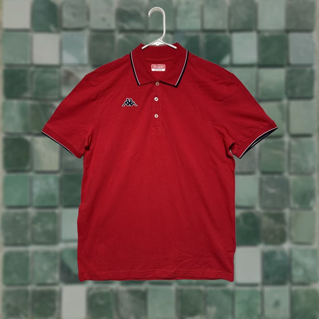 Kappa Kappa Men's Logo Polo Shirt Red XL Short Sleeve Button Collared Cotton Classic Regular Golf Tennis Walking Size US XL / EU 56 / 4 - 1 Thumbnail