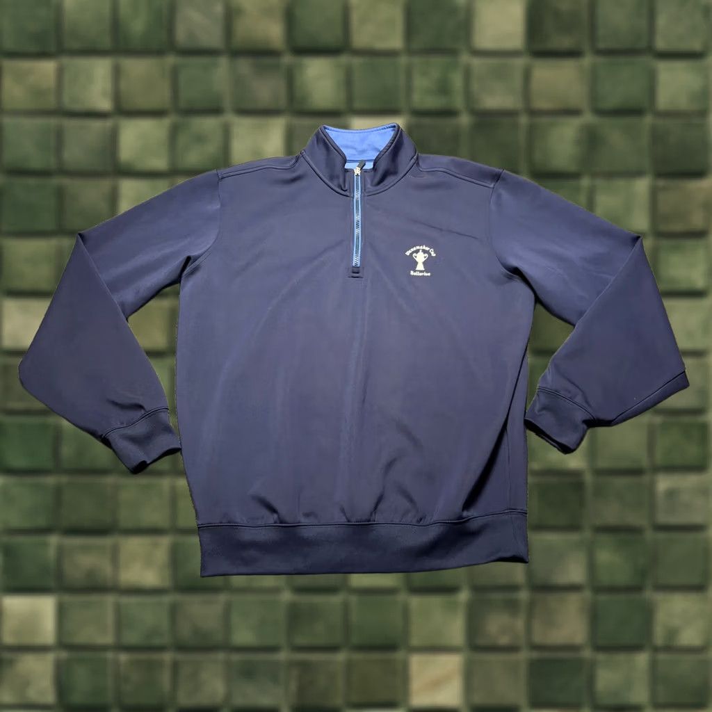 Vintage F&G TECH 1/4 Zip Mens Large Sweater Jacket Blue BELLERIVE GOLF CLUB Wanamaker Size US L / EU 52-54 / 3 - 1 Thumbnail