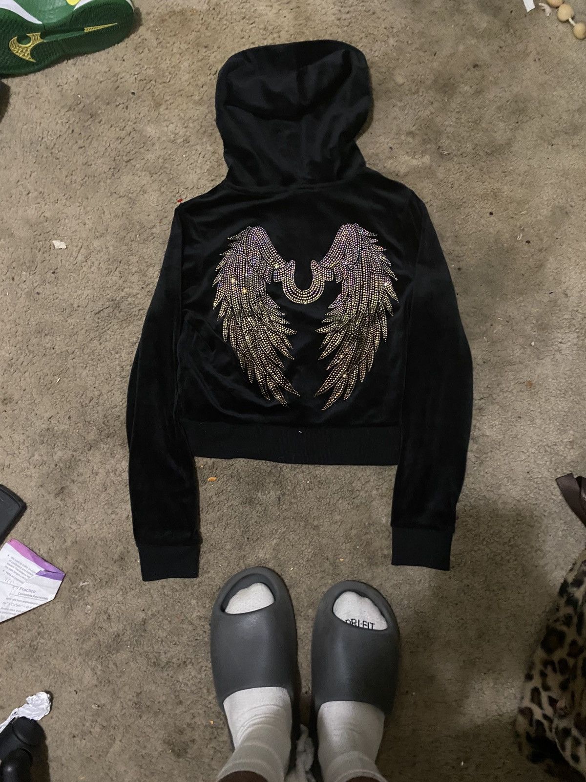 True Religion Cropped black velvet True Religion hoodie Size S / US 4 / IT 40 - 2 Thumbnail