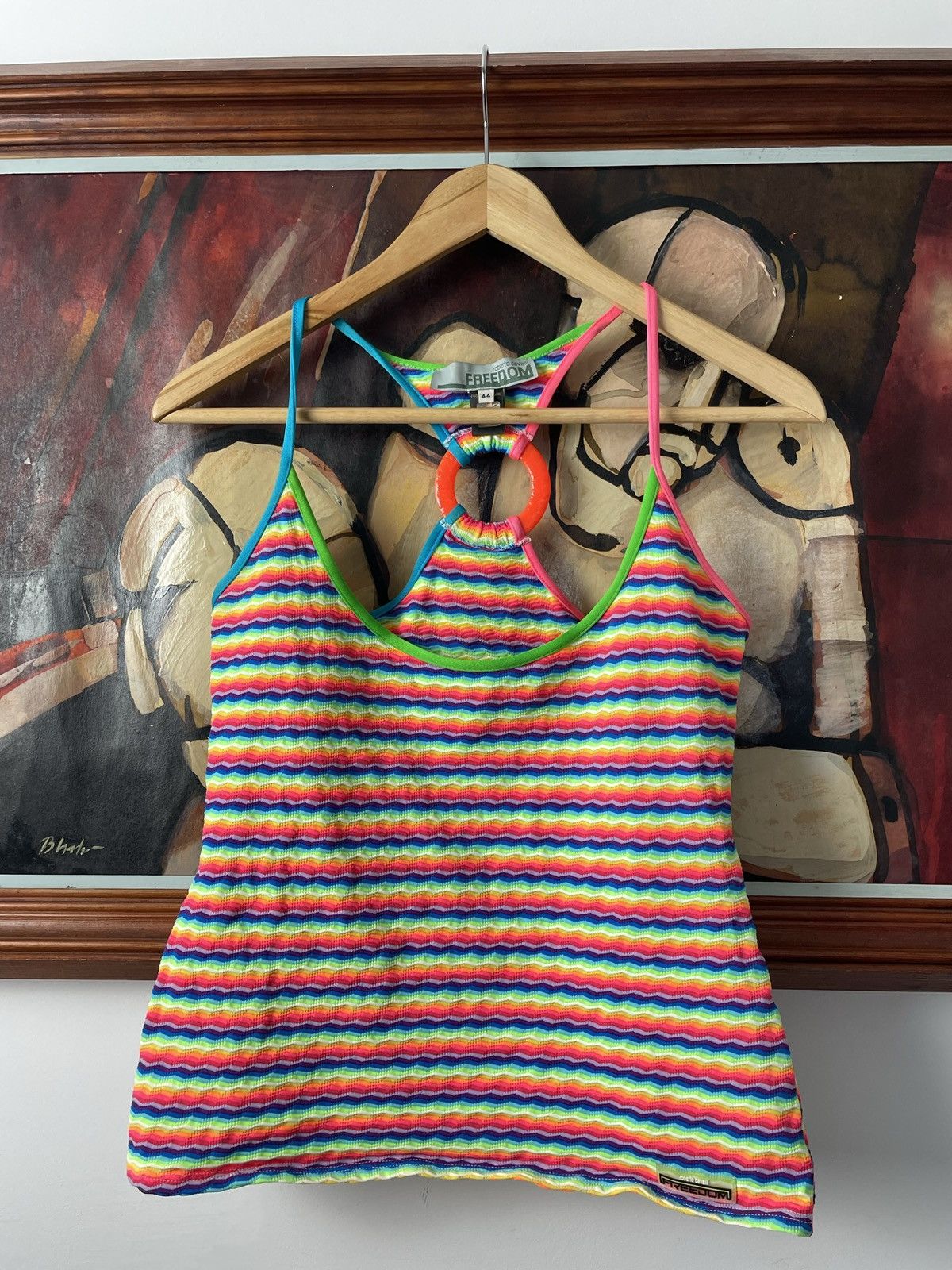 image of Archival Clothing Y2K Roberto Cavalli Freedom Top Psychodelic Lsd Designer, Women's (Size Medium)