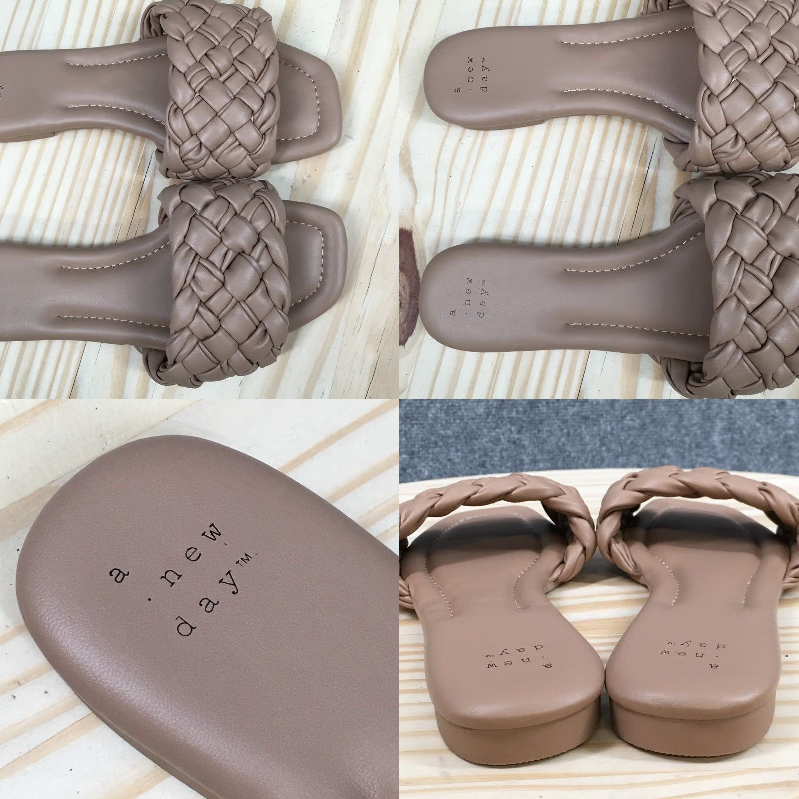 Vintage A New Day Sandals Womens Carissa Woven Strap Slip On Flats Slide Brown NEW Size US 7 / IT 37 - 8 Thumbnail