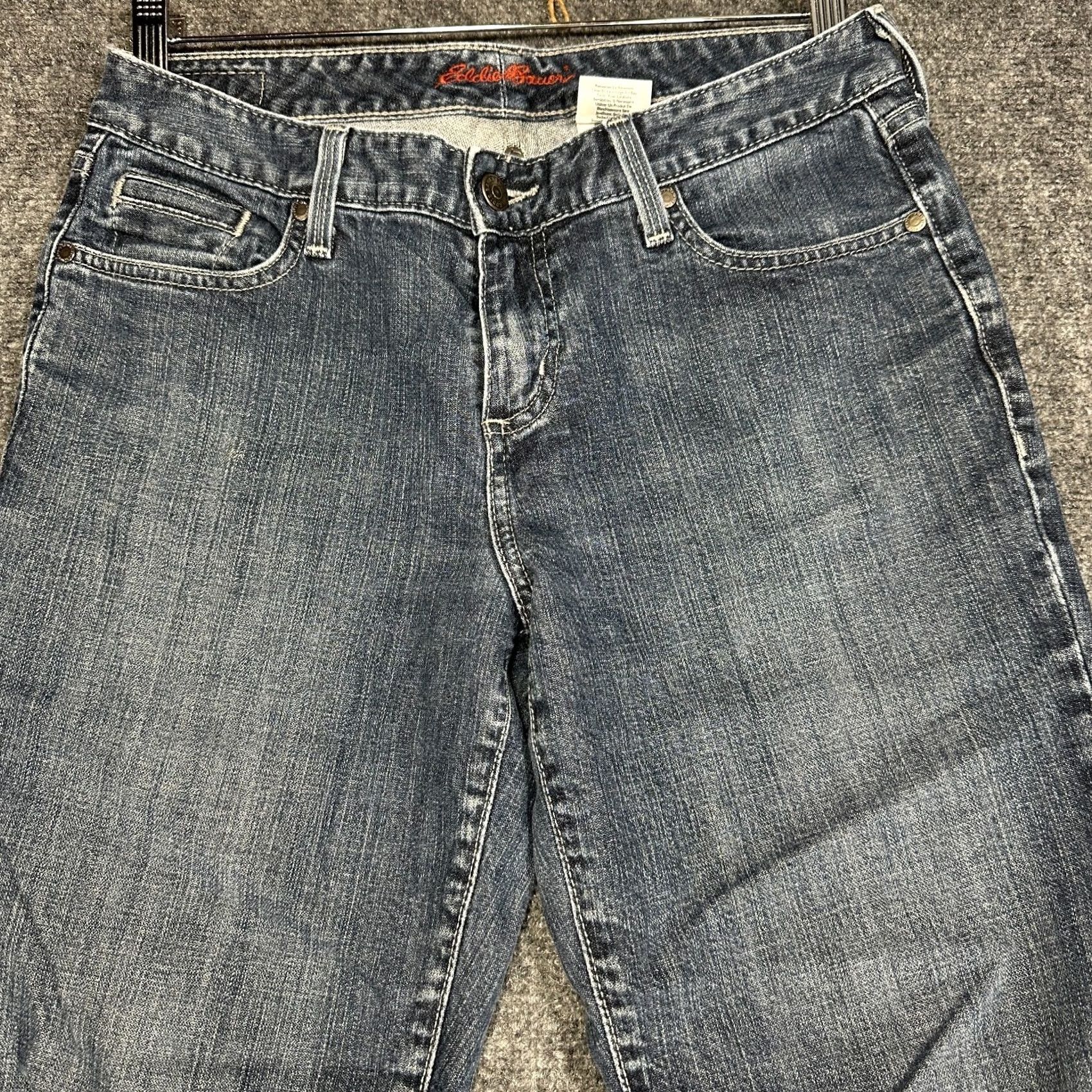 Eddie Bauer Eddie Bauer Jeans Womens 28 Crop Cotton Stretch Medium Wash Pockets Split Hem Jeans Cropped Waist 28 Blue 5-Pocket Design Mens Womens Girls Boys Size 28" / US 6 / IT 42 - 3 Thumbnail