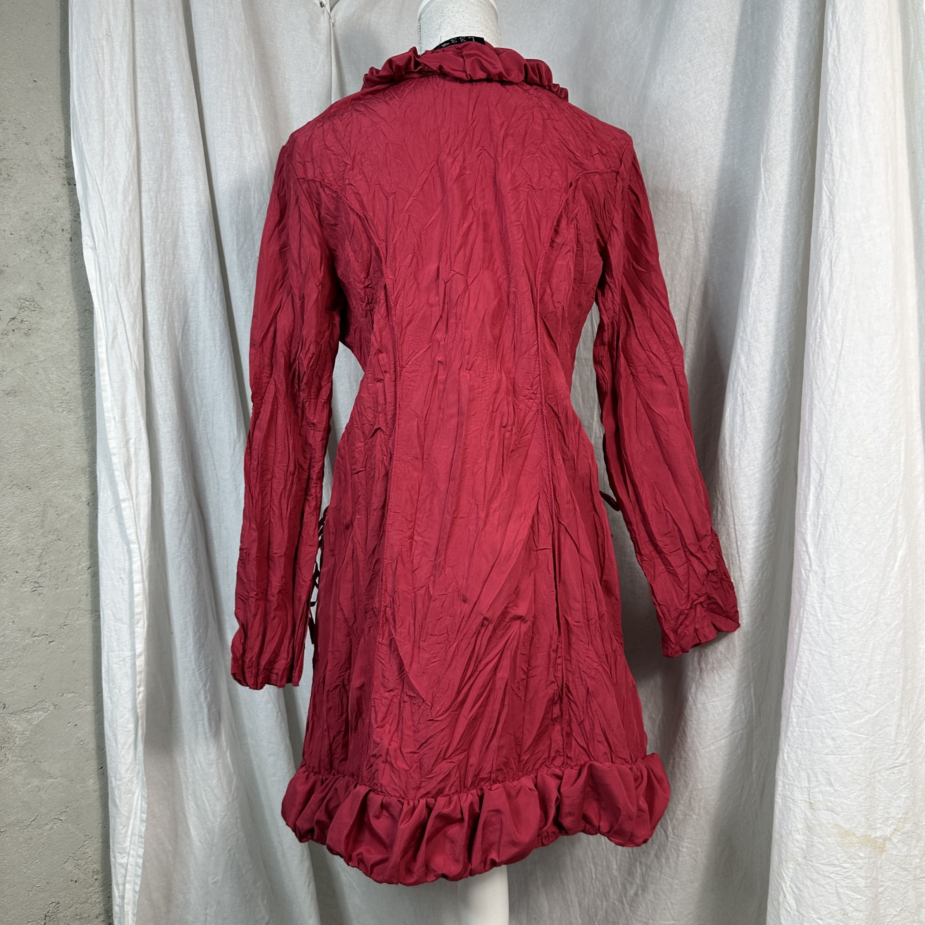 Vintage Vintage Avant Garde Y2K Zip Roses Cherry Red Dress Size L / US 10 / IT 46 - 5 Thumbnail