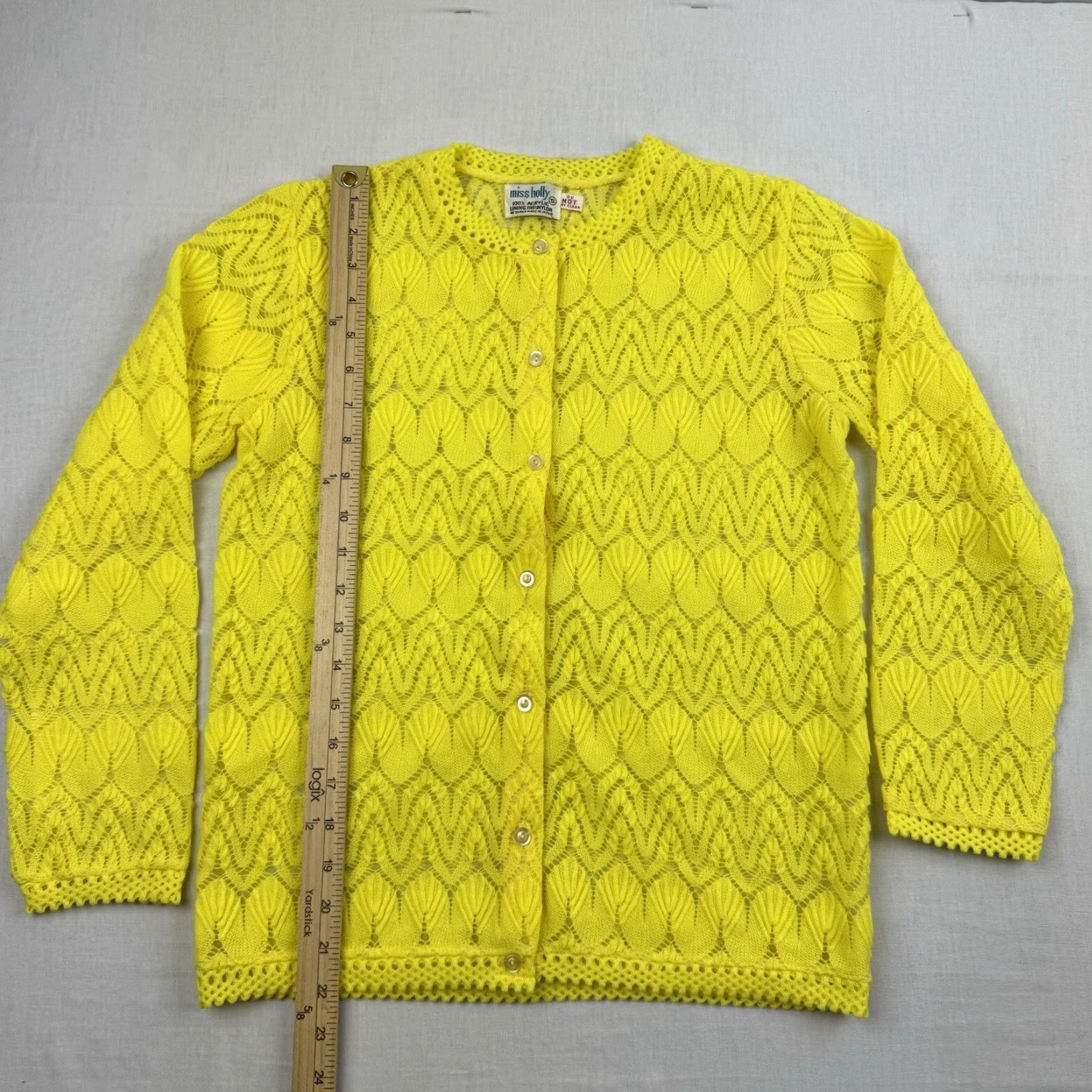 Vintage VINTAGE Miss Holly Cardigan Shirt 1960s Yellow Lace L Womens Size L / US 10 / IT 46 - 4 Thumbnail