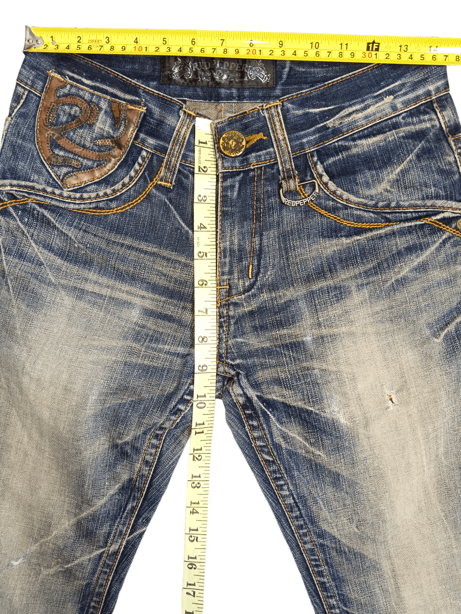 If Six Was Nine × Japanese Brand × Le Grande Bleu (L.G.B.) Redpepper Seditionaries Rusty Distressed Flare Jeans Size US 28 / EU 44 - 8 Thumbnail