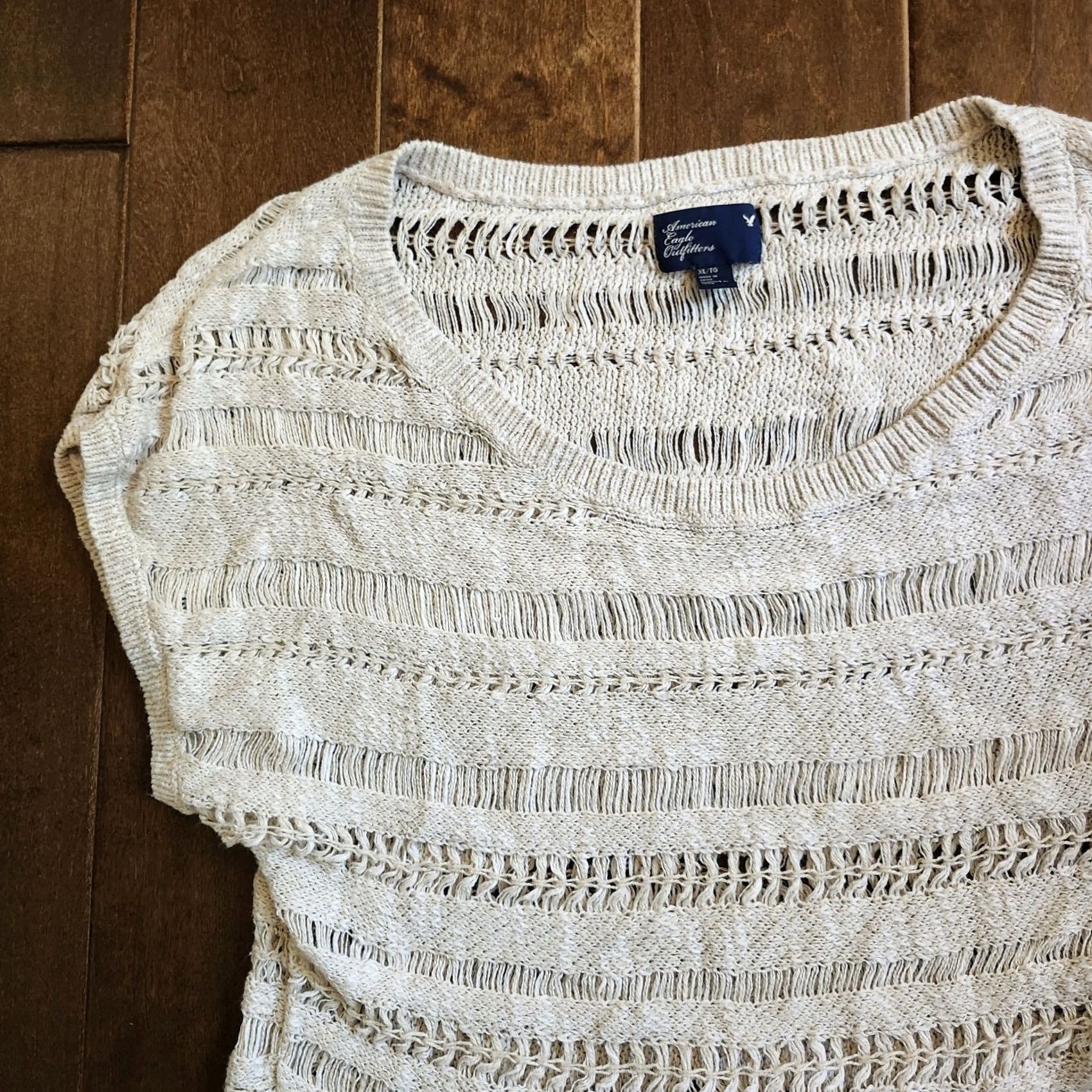 American Eagle Outfitters American Eagle Outfitters Top Womens XL Beige Women Junior Crochet With Fringe Size Size XL / US 12-14 / IT 48-50 - 3 Thumbnail