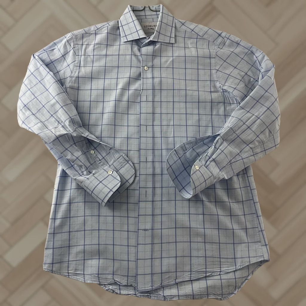 Vintage Ledbury Dress Shirt Plaid Long Sleeve Blue 15.5 Mens Classic/Fitted Sleeve High-Quality Shirt Size US L / EU 52-54 / 3 - 1 Thumbnail