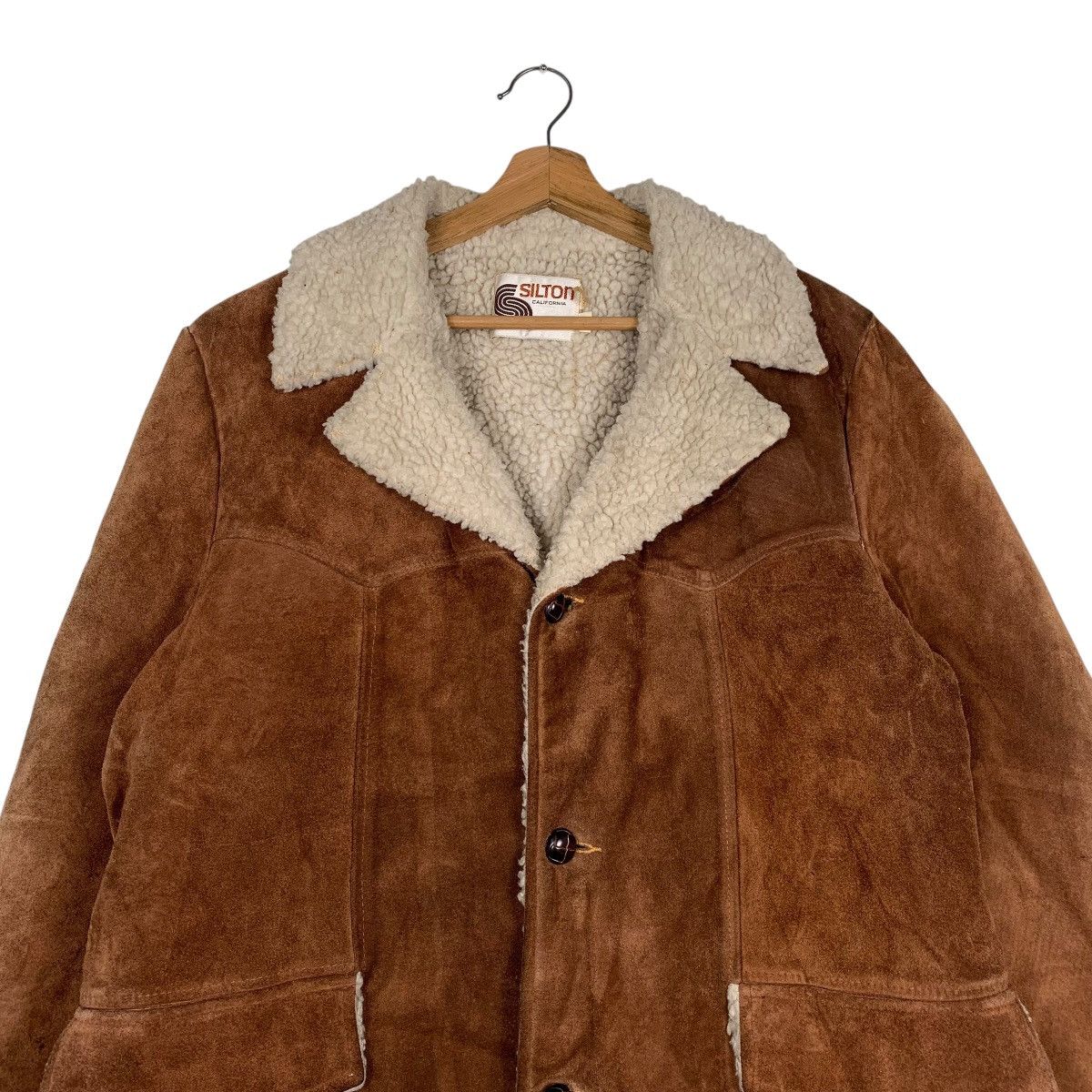 Other Vintage Silton Shearling Suede Leather Jacket Size US L / EU 52-54 / 3 - 2 Thumbnail
