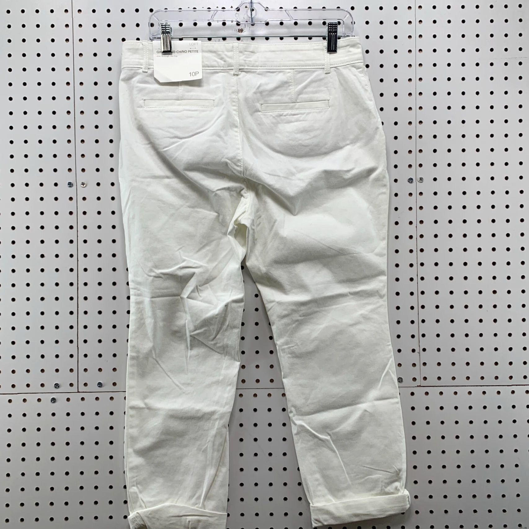 Ann Taylor Loft Girlfriend Chino Pants Women Size 10P Petite White 31x23 NWT Size 32" / US 10 / IT 46 - 7 Thumbnail